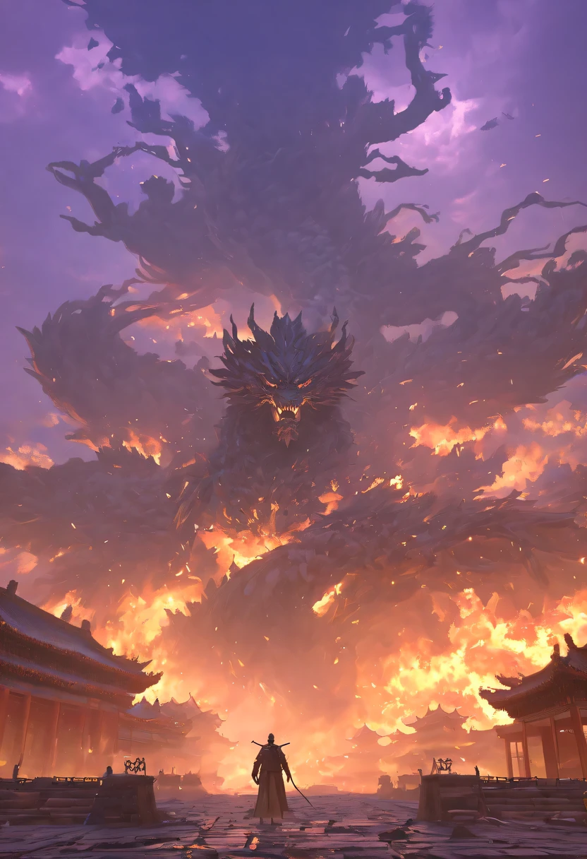 Create a digital artwork of a fearsome Asura emerging from the shadows of an ancient Indian temple. The Asura should be depicted as a towering, menacing figure with multiple heads, fierce eyes, and a dark, malevolent aura. Its body should be imposing and fearsome, conveying a sense of immense power and evil.

The setting should be an ancient temple in a state of ruin, with crumbling pillars, faded carvings, and overgrown vegetation. The atmosphere should be dark and foreboding, with minimal, eerie lighting casting long, dramatic shadows. Incorporate elements such as broken statues, scattered relics, and ancient symbols to enhance the sense of decay and abandonment.

The Asura’s presence should dominate the scene, with its terrifying features highlighted by the sparse, flickering light. The interplay of light and shadow should accentuate its fearsome appearance and the surrounding temple’s dilapidated state.

Focus on hyper-detailed textures for both the Asura and the temple ruins, capturing the intricate details of the Asura’s monstrous form and the weathered, decayed features of the temple. Render the scene in super-realistic, high-resolution detail to fully convey the horror and intensity of the setting. strong contrast, high level of detail, best quality, masterpiece, extremely high-resolution details, photographic, realism pushed to extreme, fine texture, incredibly lifelike
