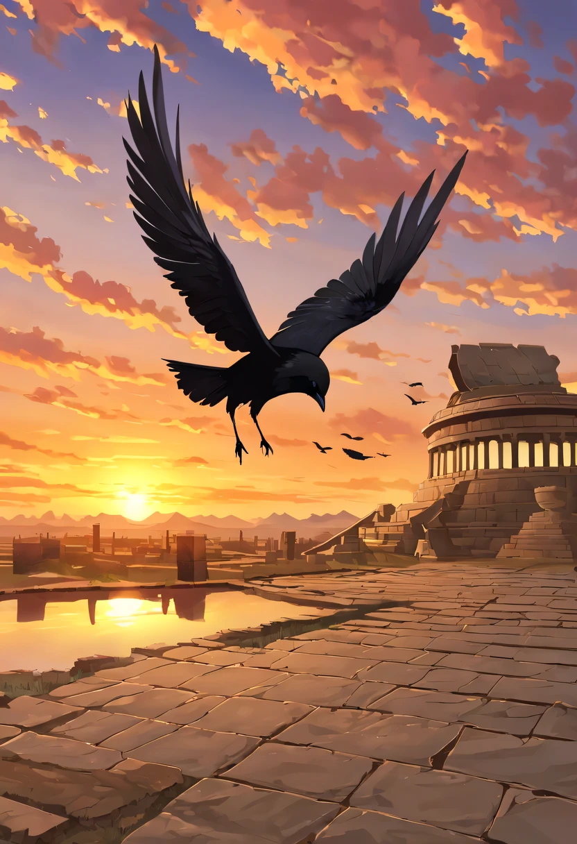 dead crow,The ancient road to the west windsheng。sunset in ancient capital