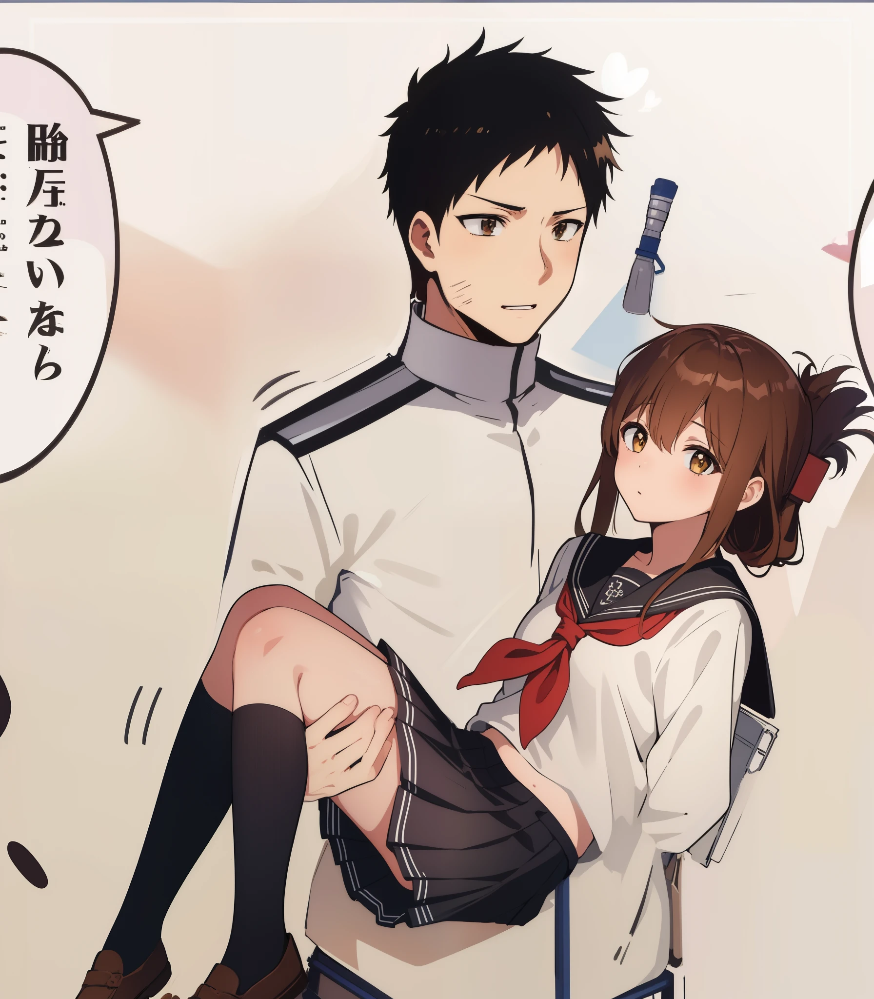 (masterpiece, best quality:1.2),illustration,8k,hd,1girl,solo,upper body,(portrait:1.2),brown_hair,folded_ponytail,brown_eyes,serafuku,long_hair,school_uniform,skirt,pleated_skirt,