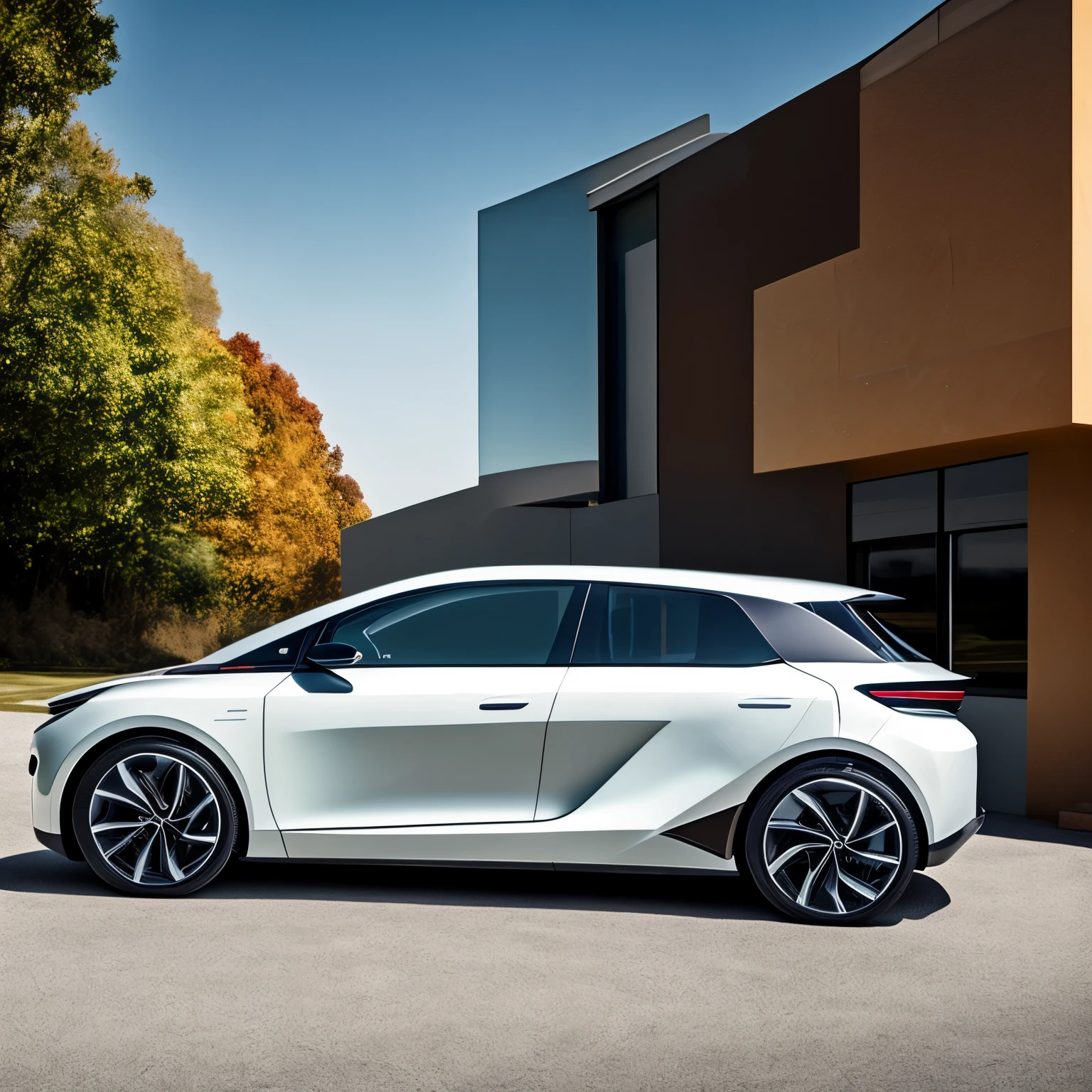 Design of a Modern Car: Imagine a groundbreaking automobile, with sleek aerodynamic curves, LED headlights that intelligently adjust to environmental light, and a body constructed from cutting-edge, eco-friendly materials. The interior boasts an intuitive interface, full connectivity with smart devices, and electronically adjustable ergonomic seats for customized comfort. Under the hood lies a state-of-the-art electric motor, delivering swift and nimble performance with an impressive driving range.