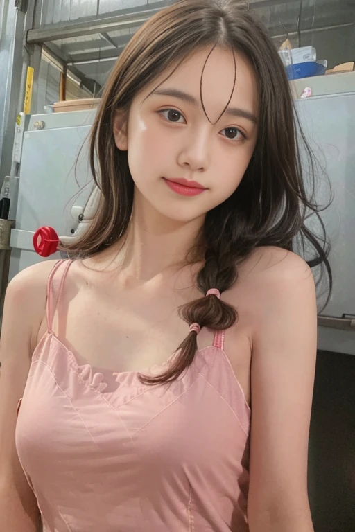 (8k, Best Quality, Masterpiece:1.2), (Realistic, Photorealistic:1.37), Ultra Detail, 1 Girl,Cute,Solo,Beautiful Detailed Sky,Date,(Blush),(Smile:1.15),(Closed Mouth)Small Breasts,Beautiful Detailed Eyes,(Long Hair: 1.2),Floating Hair NovaFrogStyle, Upper Body, Tank Top