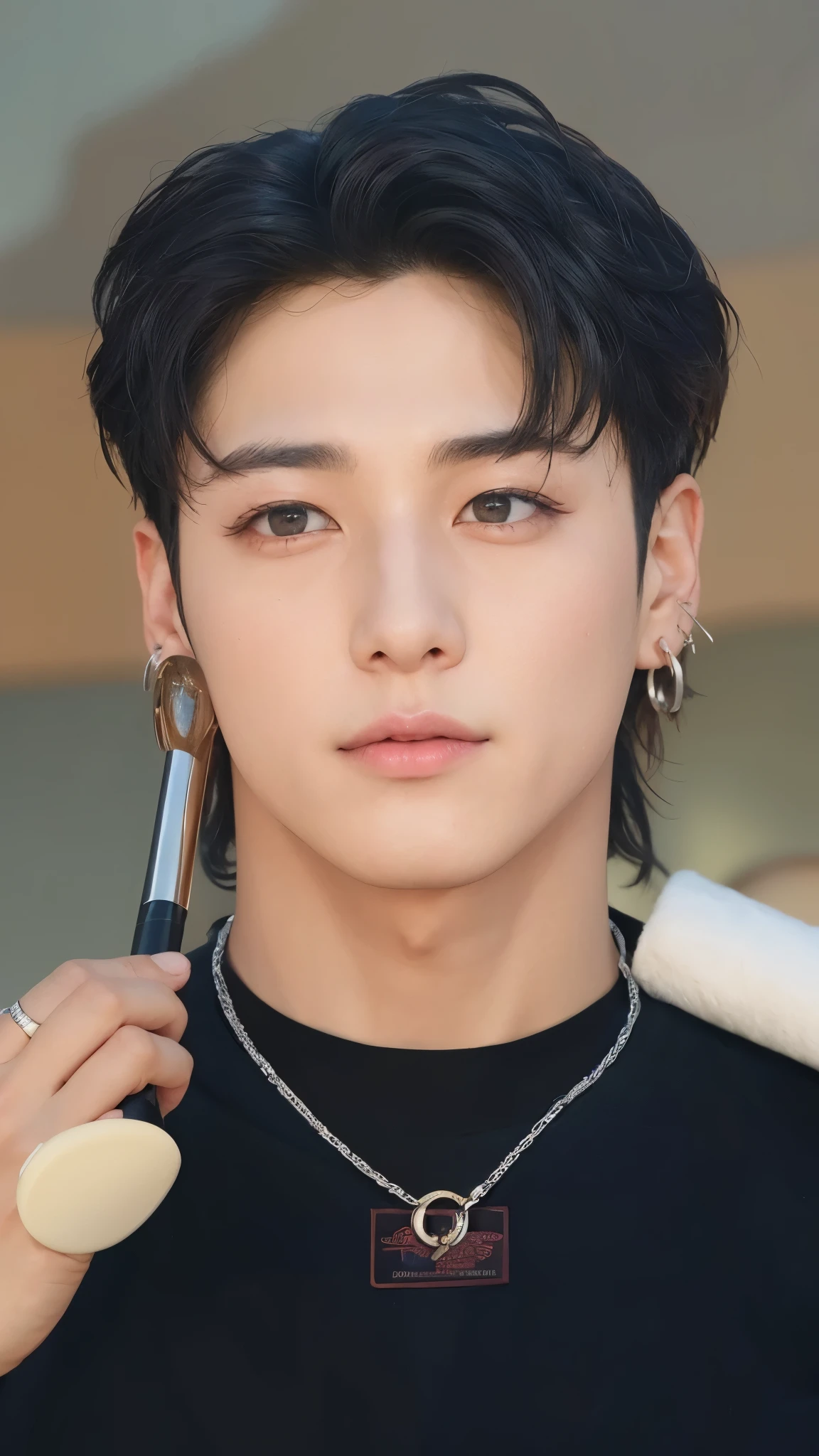 un primer plano de una persona con un collar sobre un fondo blanco, Jung Jaehyun, hyung tae, yanjun chengt, kim taejin, hyung tae kim, kim doyoung, Hong June Hyung, jinyoung shin, inspirado en Yanjun Cheng, hyung-tae kim, hyung-tae kim, inspirado en jeonseok lee, Seseon Yoon