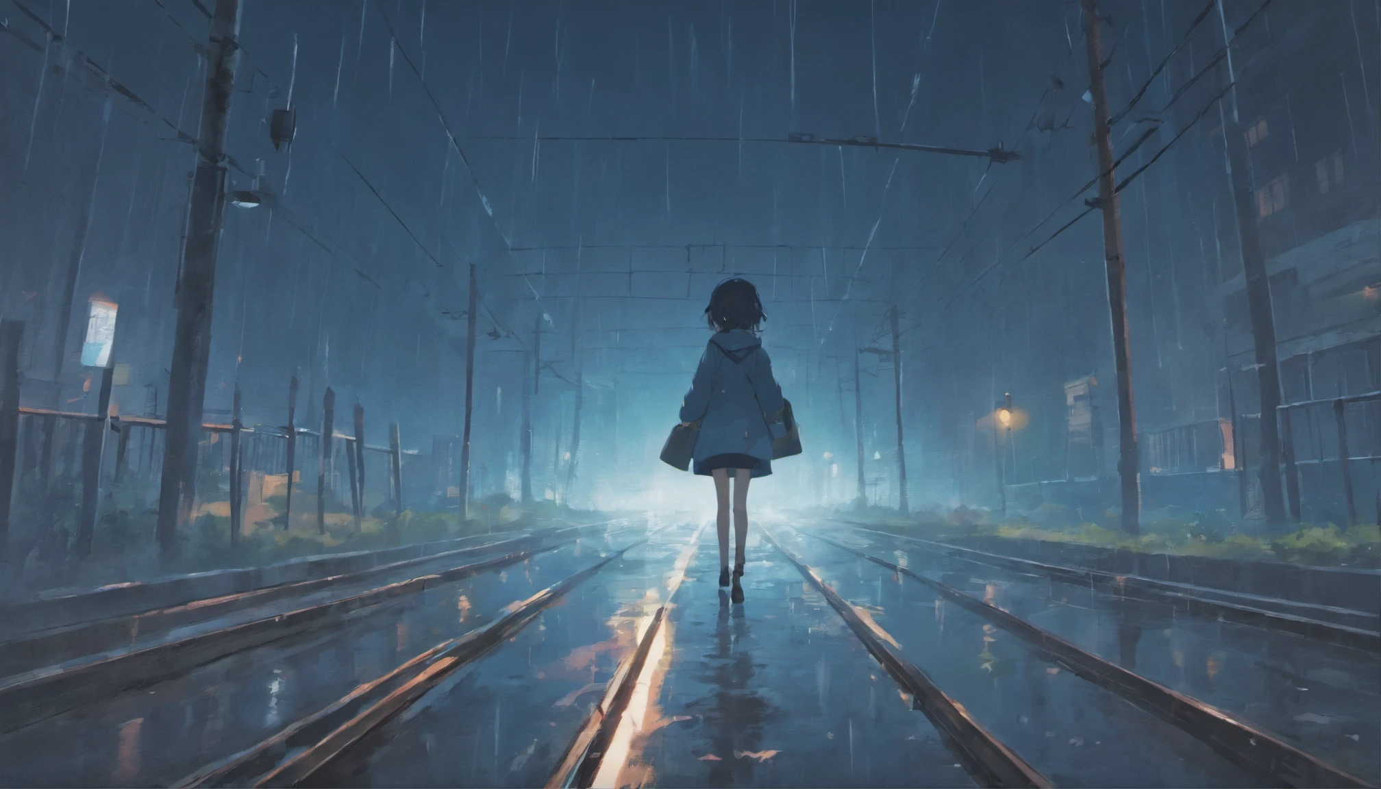Wet day,windows,midnight,Rain drops,Railroad crossing