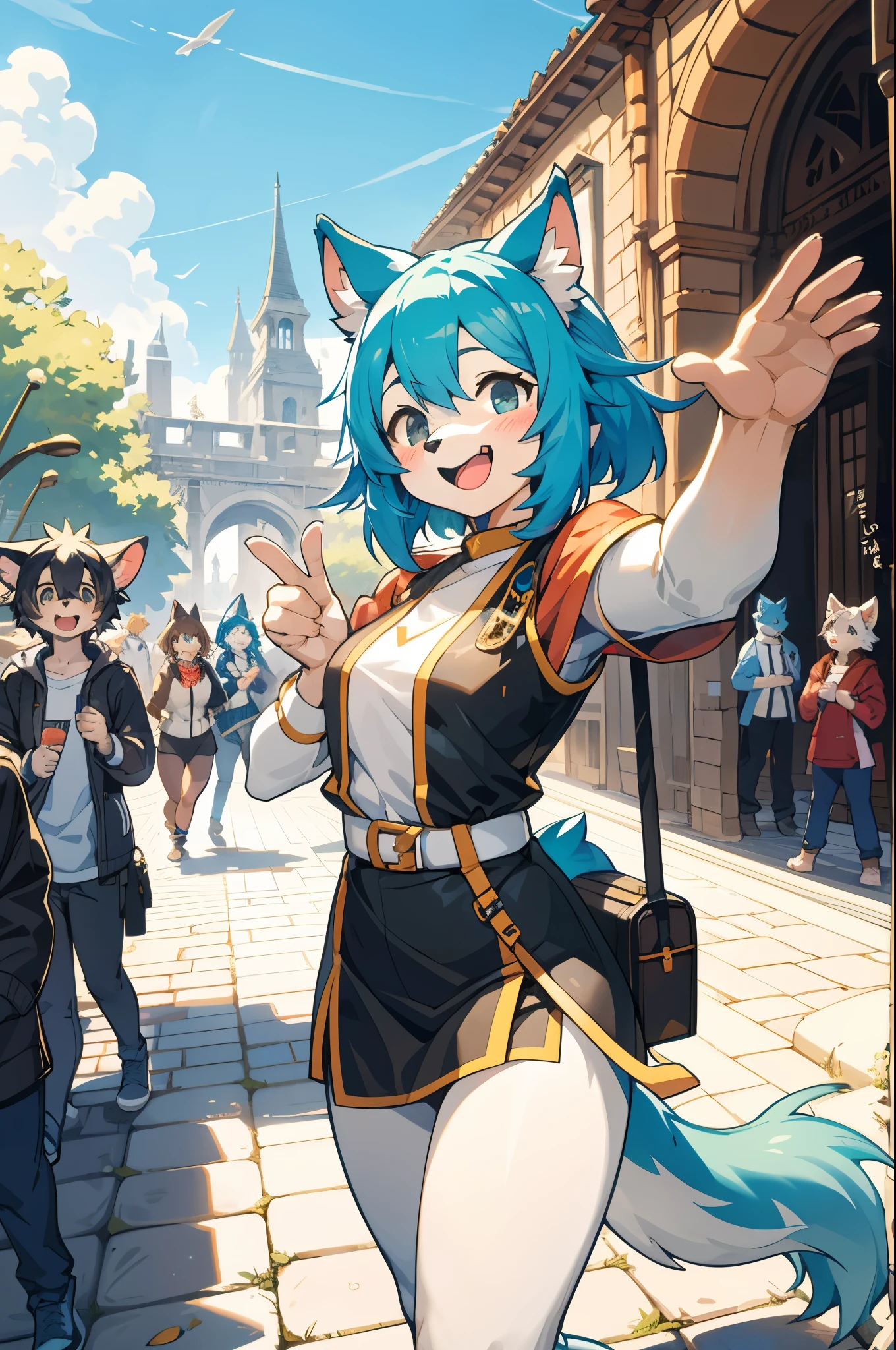 cover_page, super high resolution, detailed background, World Heritage Site, 6+boys, 6+girls, Happy, joyful, absurdres(Photos of solo travelers)(kemono, furry anthro),
