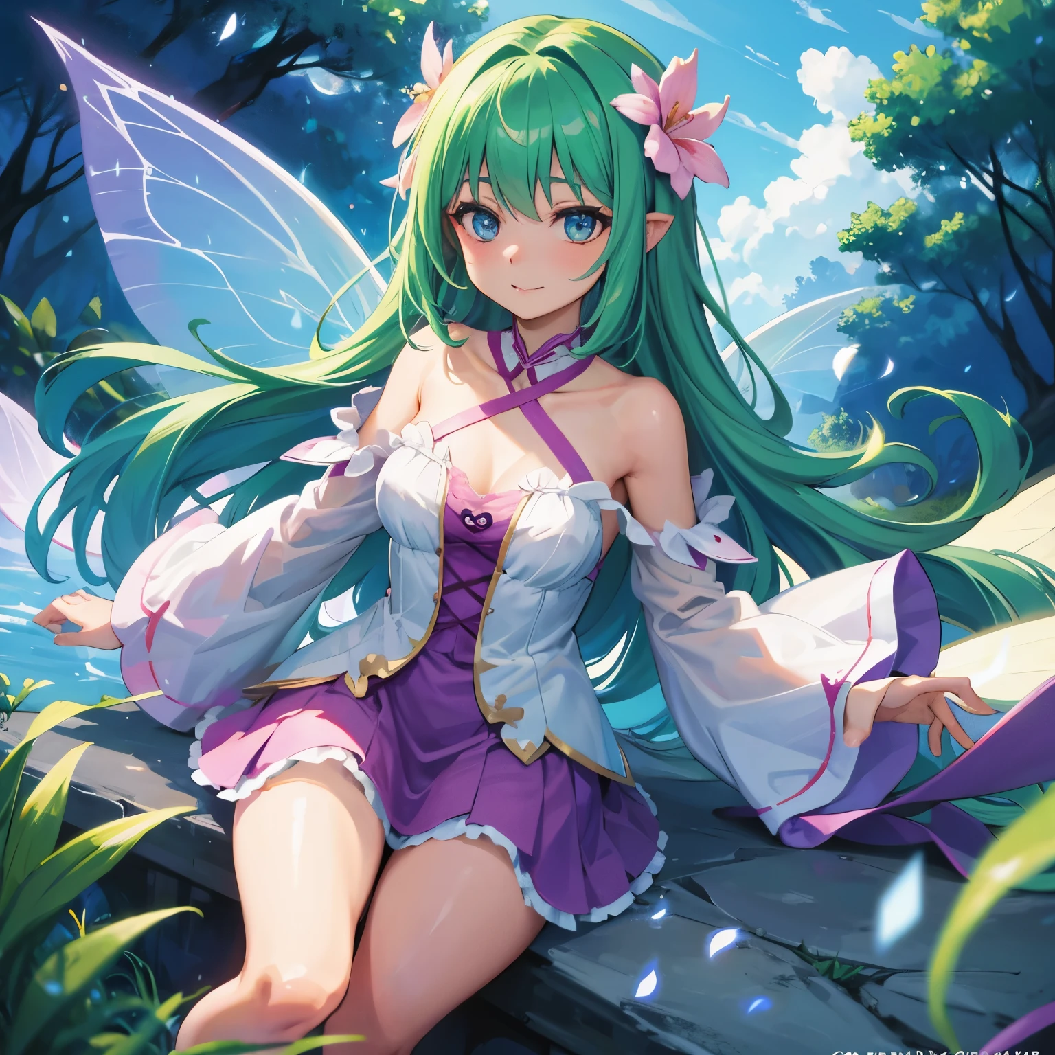 (((close up penis))), (I look up at the girls from the ground.)、(The girls who surrounded me and hugged me)、((A seductive wicked smile)), (Pixie)、(Butterfly on the back々Feathered)、Very small fairy、((A fairy smaller than a penis))、low length、(thin)、(( girl))、(Transparent fair skin), (((child girl)))、Wavy、(Green Hair)、ponytail、Red scrunchie、((Forehead))、Big eyes、Grey Eyes、purple shoulder armor protector, (Red leotard)、(covered nipples), ((Angle from below1.5)), light pink tights、Covered navel、(Thighs), crotch、(Red Armor Boots)、(Angle from the bottom of the girl), ((Girl squeezes me with her crotch)), (In the woods)、((Hugging the penis))、((Cast magic on the penis))、(The whole body is enveloped in a pink aura.)、lying big boy, ((huge penis)), ((eject cum)),