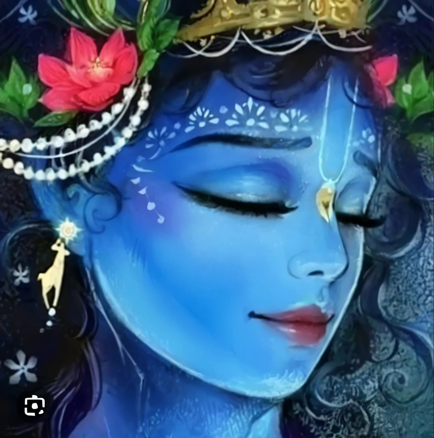 Lord Krishna closed eyes