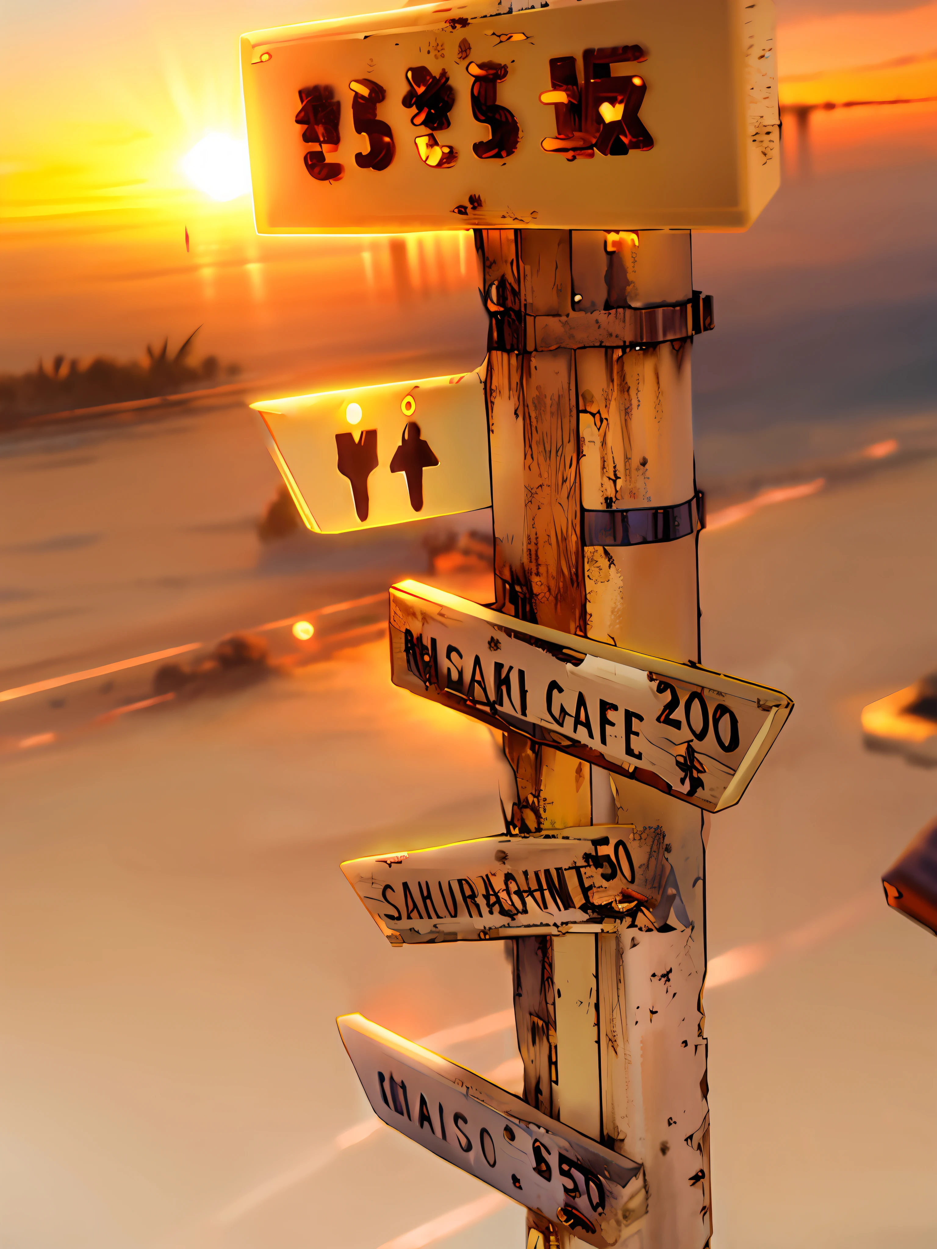 By Shinkai Makoto、high-level image quality、8K,、evening、Beautiful fece、Sunset、White Signs、shooting stars