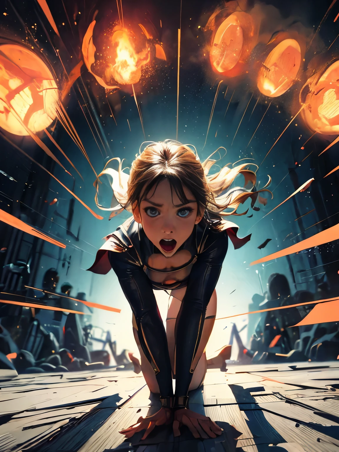 unparalleled beauty,Beautiful woman,scary expression,(prison),(prison),(in a cage),(slave),get down on all fours,crawl on hands and knees,kneeling position,Posture with butt sticking out,dog pose,((stick out tongue)),((drooling)),Kamimei,From above,(collar with chain), With cuffs,fetters,surrealism, f/1.2, fujifilm, 35mm, 8K, Super detailed, nffsw, table top, rough skin, high quality, 最high quality, hard disk