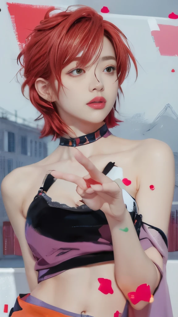 anime girl with red hair and a black bra top, kuvshinov ilya, kuvshinov, ilya kuvshinov style, artstyle : ilya kuvshinov, gainax anime style, painted in anime painter studio, gapmoe yandere, ( ilya kuvshinov ), guweiz, unknown artstyle, heavy gesture style closeup