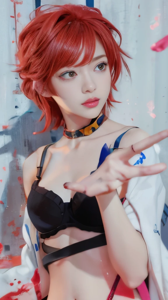 anime girl with red hair and a black bra top, kuvshinov ilya, kuvshinov, ilya kuvshinov style, artstyle : ilya kuvshinov, gainax anime style, painted in anime painter studio, gapmoe yandere, ( ilya kuvshinov ), guweiz, unknown artstyle, heavy gesture style closeup