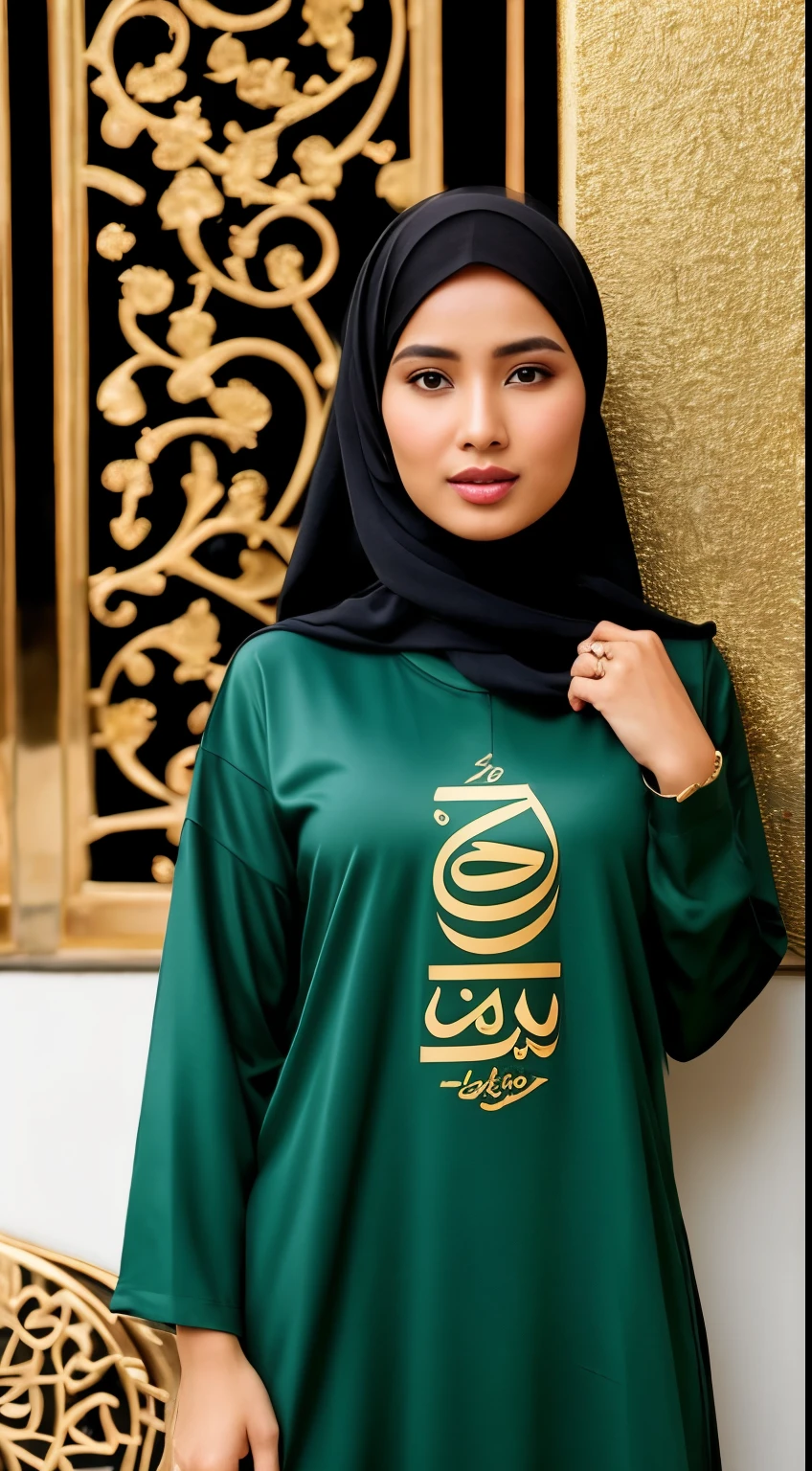 The online shop logo sells various Muslim clothes for women, men and children with the words "Tirta Rejeki" in gold letters with a glamorous theme with pictures of several original clothes worn by Indonesian models