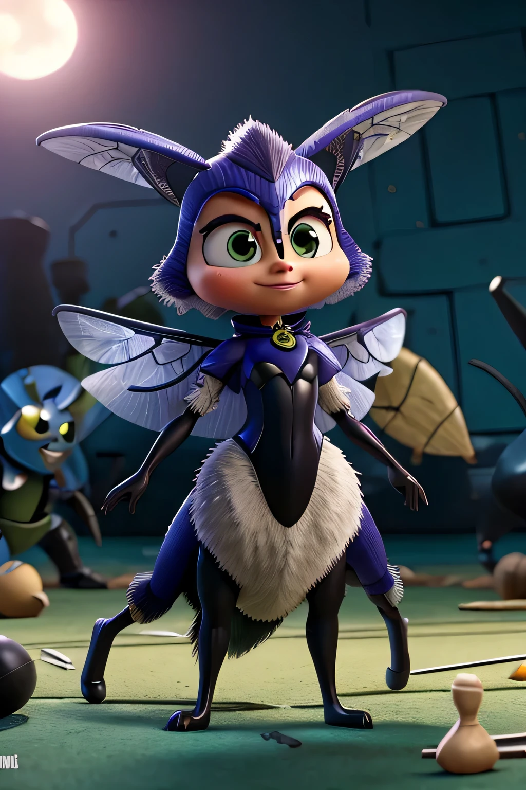 crie uma imagem com esta cena: MOSQUITO MOCINHO, WE VILLAINS!