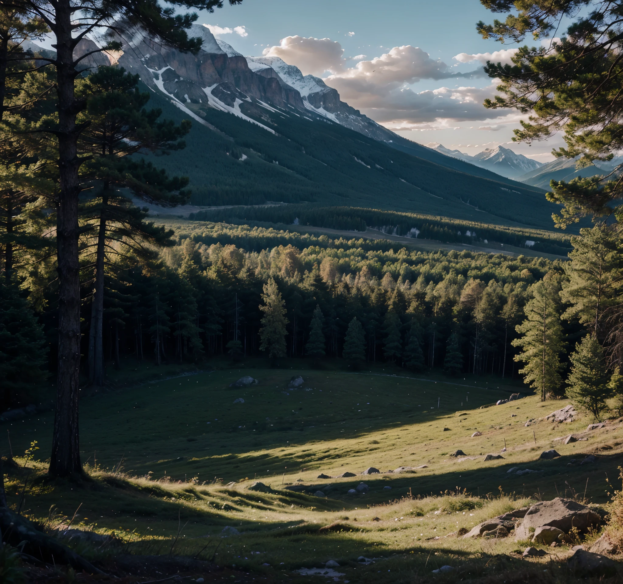 the change of night and day, Realistic nature, the forest, mountains