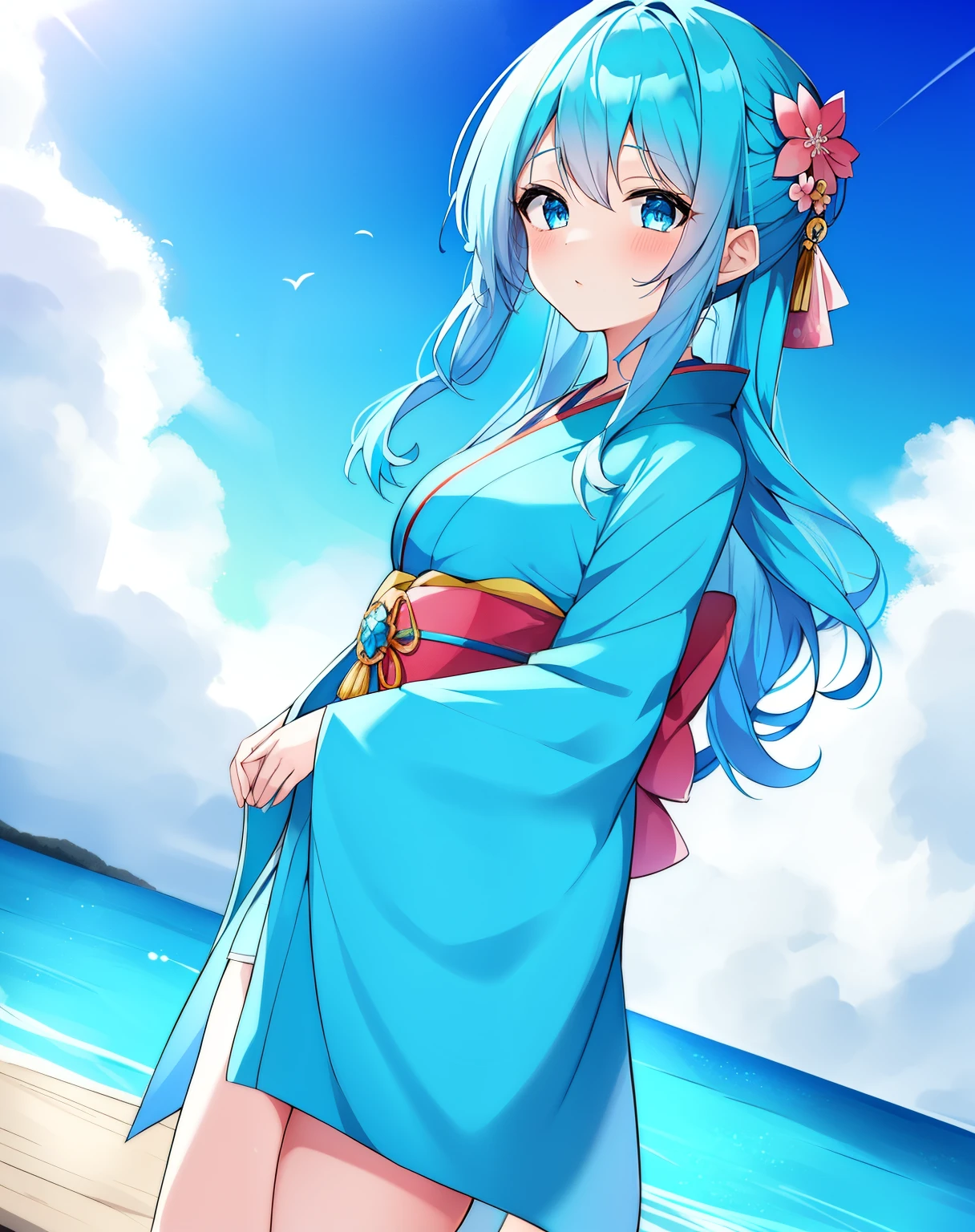 Anime girl with blue hair and blue eyes, Best Anime 4K Kona-chan Wallpaper, anime wallpaper 4k, anime wallpaper 4k, Wallpaper Anime Blue Water, anime style 4k, anime art wallpaper 4k, anime art wallpaper 4k, Kantai Collection Style, 4k anime wallpaper,,Anime girl with blue hair and blue eyes wearing a kimono, anime moe art style, mikudayo, , teal hair anime girl, in kimono, in kimono, shirabii, Cute girl anime visual, long hair