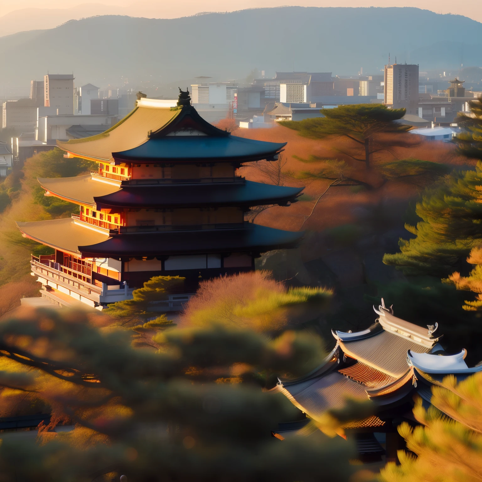 Kyoto, Kiyomizu, sekitei, temple, Sunset, Shallow depth of field, Award-winning photos