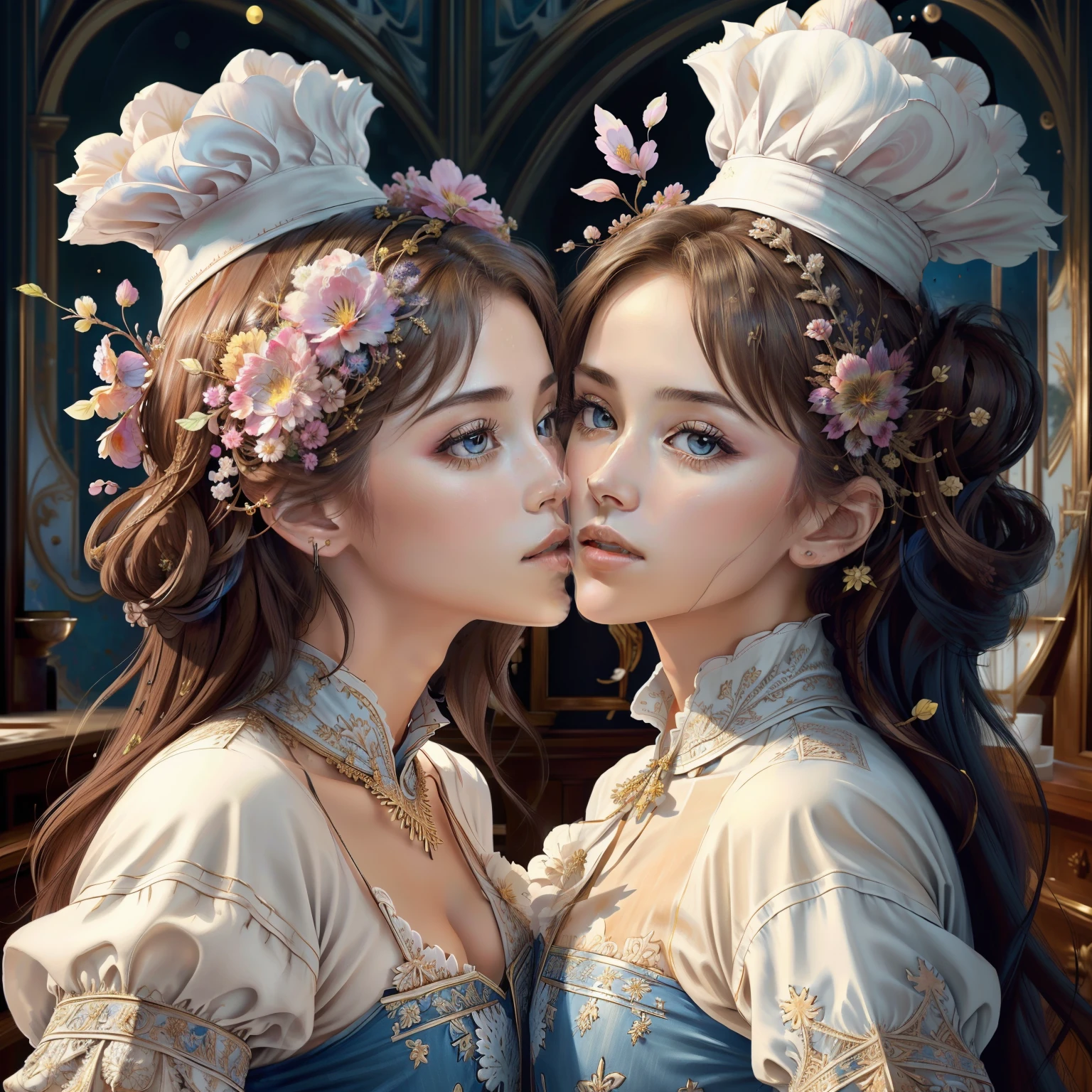 (have a good day to both of you, kisses, chef-d'artwork, superior quality, best quality, art officiel, beautiful and aesthetic: 1.2), (1 fleur), Haut du corps, Extremely detailed, (Art fractal: 1.3), colored, the most detailed