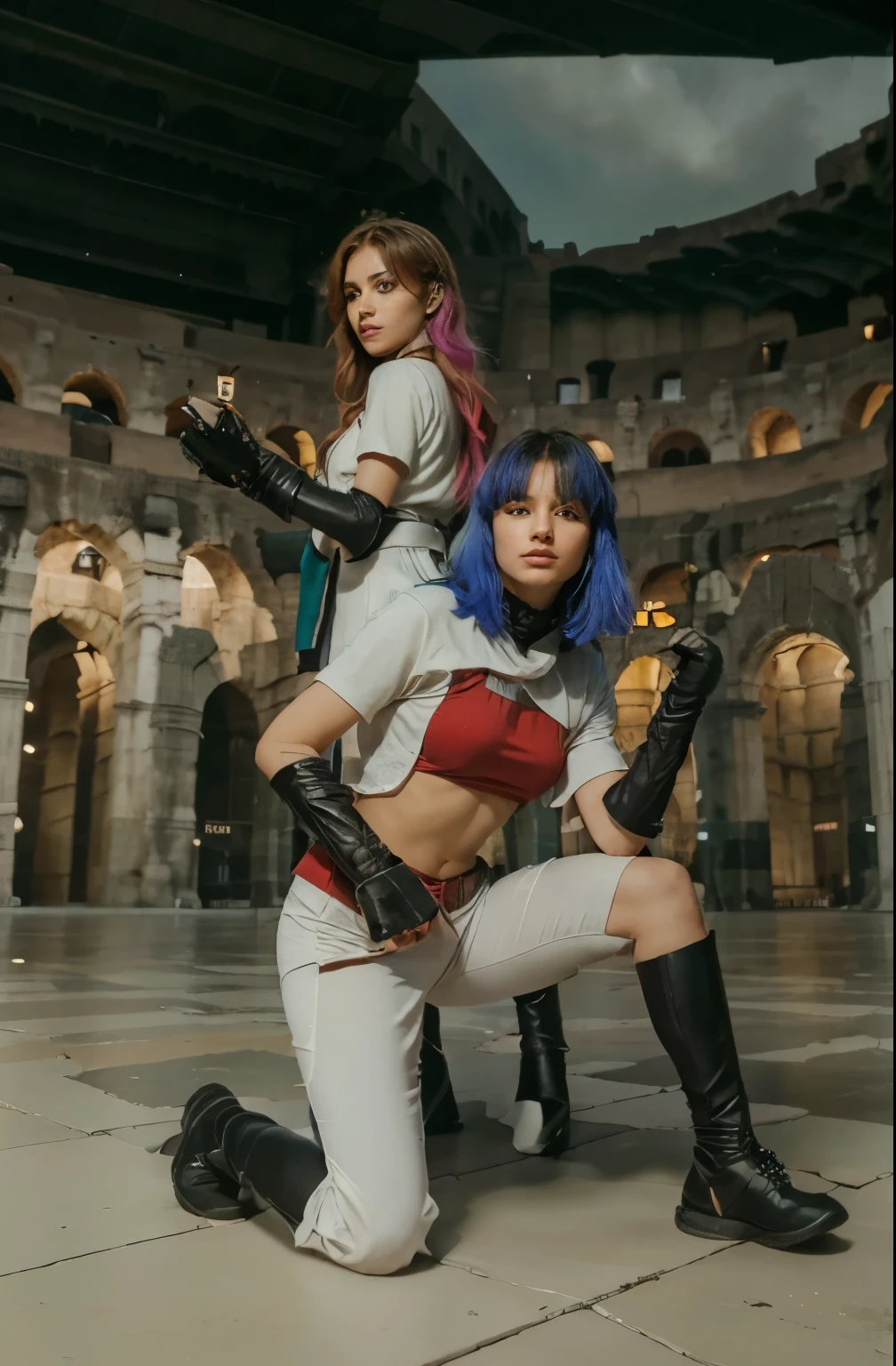 (Best quality, 8k, 32k, Masterpiece, UHD:1.2) "Transform the image into a serene and majestic rendition of Gateway Colosseum from Pokémon, focusing on the grandeur of the arena in solitude. Capture the architectural beauty, intricate details, and vibrant colors of the Colosseum, highlighting its iconic features without the presence of people. Implement dynamic lighting to accentuate the structure's awe-inspiring qualities and create a tranquil atmosphere. Emphasize the solitude of the Gateway Colosseum, allowing its architectural magnificence to take center stage."