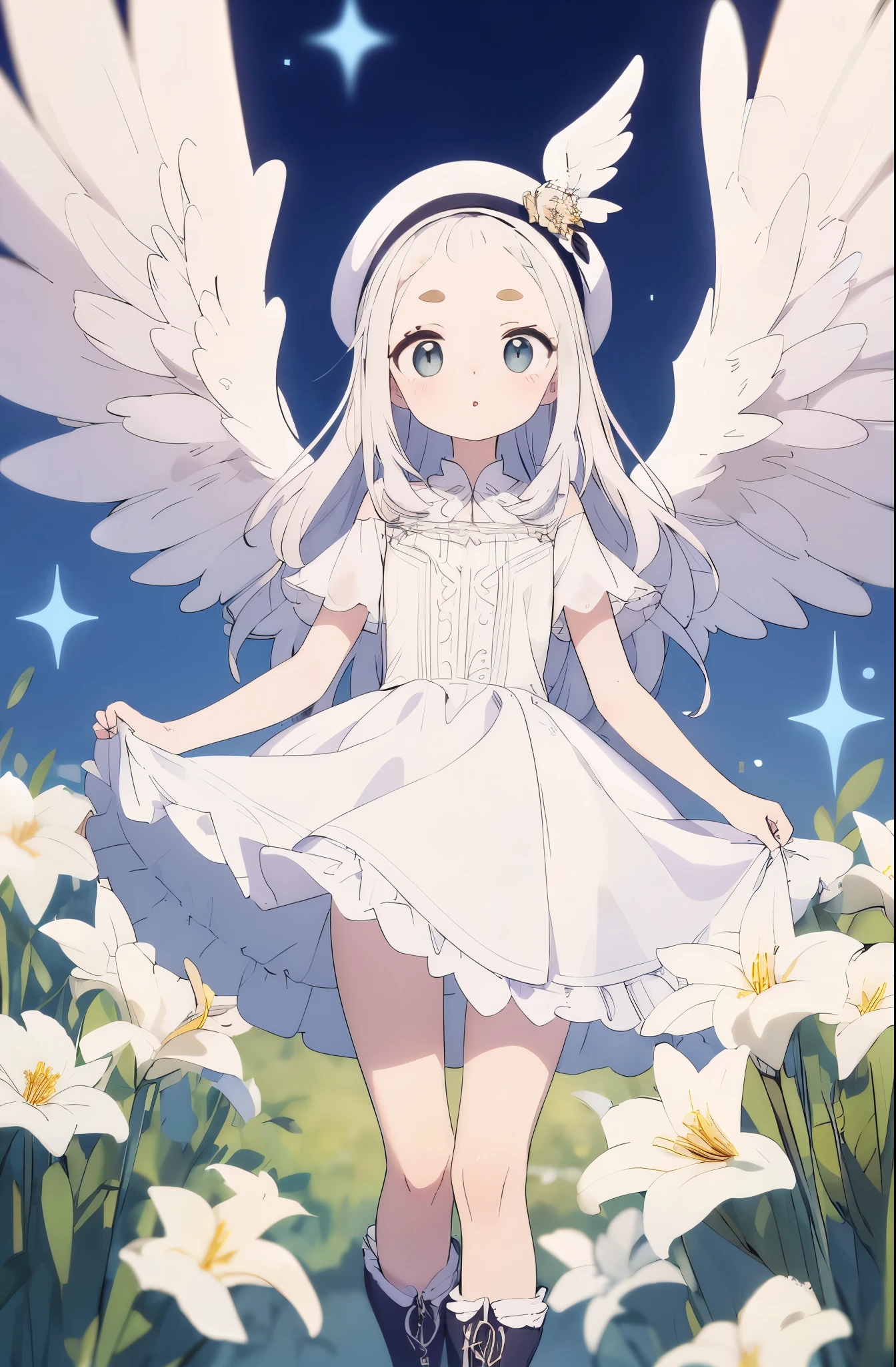 Show your forehead,No bangs,Lace transparent skirt