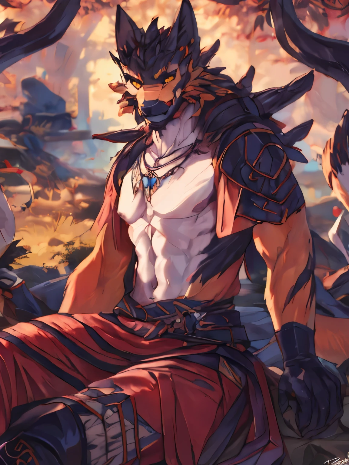 (ByZEphyrus)furry,solo,pink-orange skin dragon,Yellow eyes,Muscular,Nude body,Wear jewelry,red background,There is a fruit on the back.,dyed smiley face,Attractive sight,(maximum detail,Backlit,4K) detailed eyes