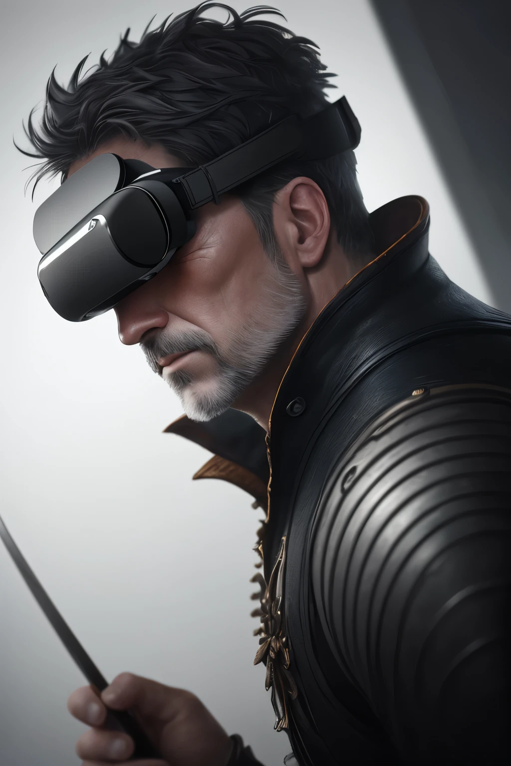 A captivating close-up portrait of a 45-year-old swordman, lit cinematically using Unreal Engine 5. The image features color grading reminiscent of editorial photography, shot through a 70mm lens with a depth of field (DOF) and tilt blur, achieving a shutter speed of 1/1000 at an aperture of F/22. White balance is set to 32k, and the image is rendered in super-resolution with megapixels and ProPhoto RGB color space.
This vibrant and intricately detailed artwork is designed for Virtual Reality (VR) viewers, showcasing an epic and tall