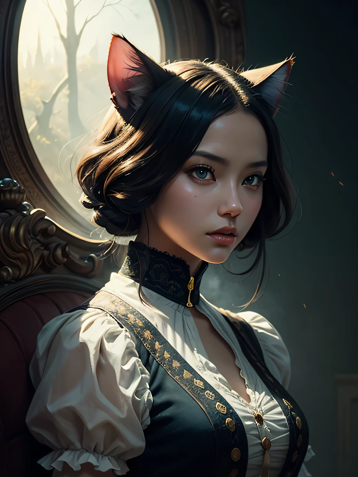 anthropomorphic cat, Victorian-inspired clothing by Artgerm, Winner's needs, Ryohei Hase, art station, very detailed, Smooth, global illumination, Fantasy Art by Greg Rutkowski, karl spitzweg