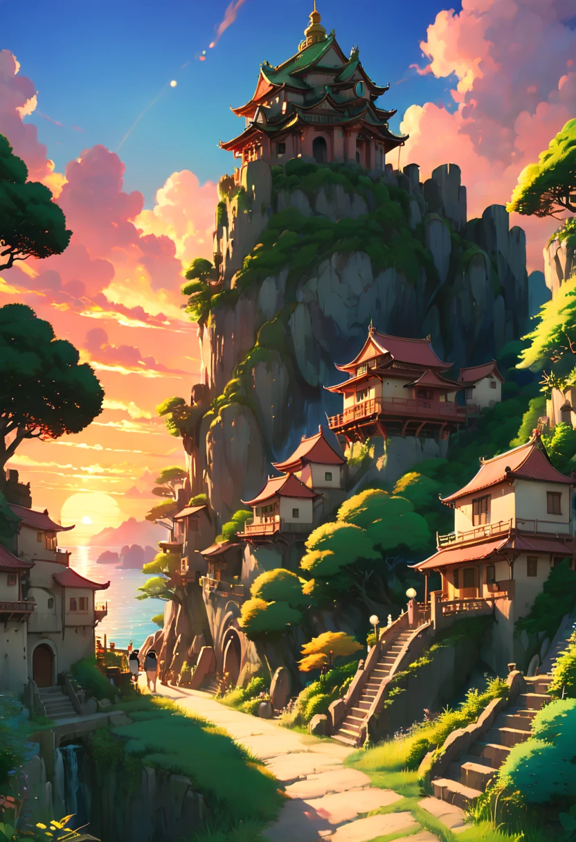 Ancient City, Sunset, by Naoki Urasawa, best quality, masterpiece, 8k