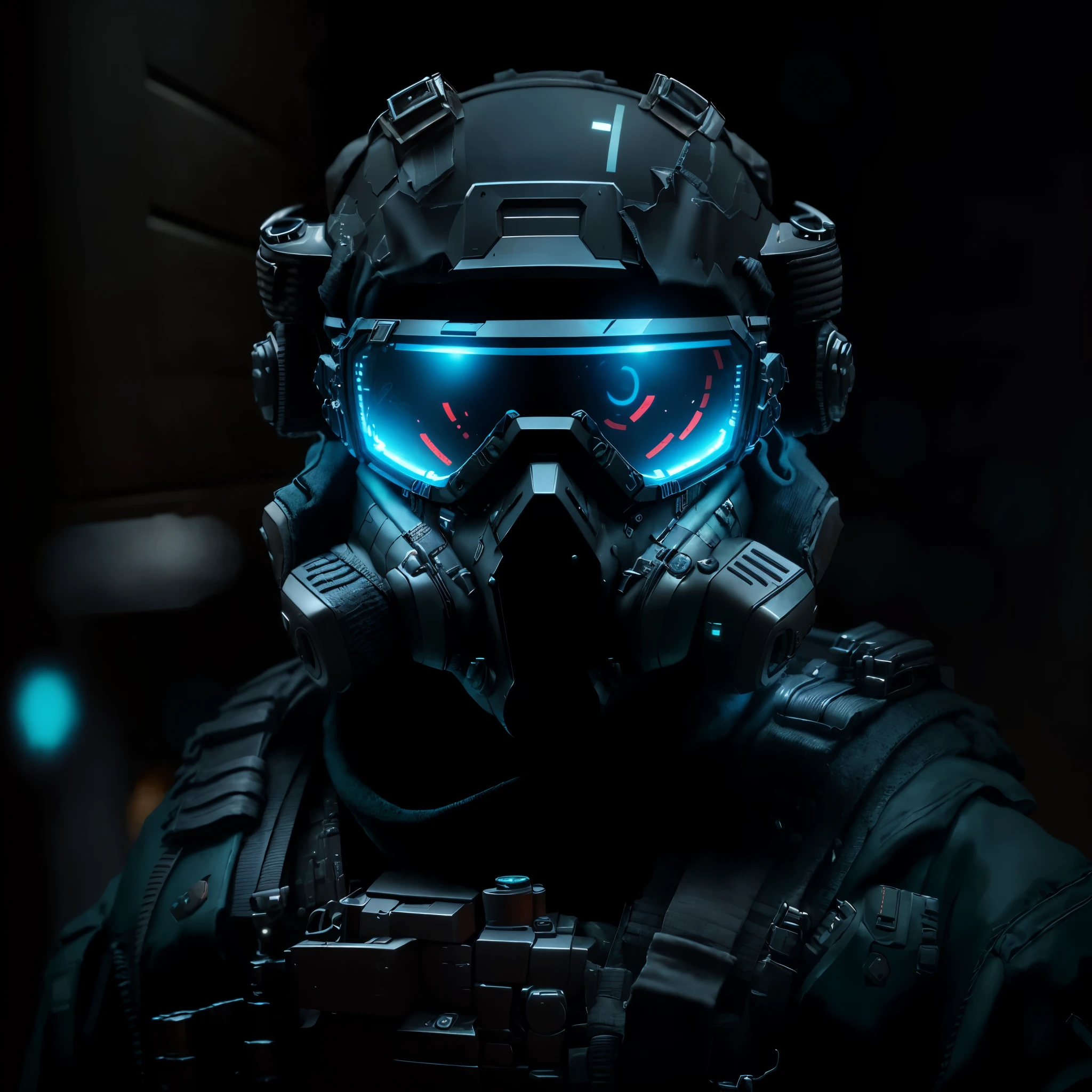 Close-up of a man wearing a helmet and goggles, cyberpunk soldier, futuristic soldier, Specifications - Action Leader with mask, FPS games, Anton Fadeev 8K, sci-fi soldier, FPS games concept art, special ops mask, fps shooting game, Specifications - Action Leader, Future combat equipment, Rendu portrait 8k, FPS games concept