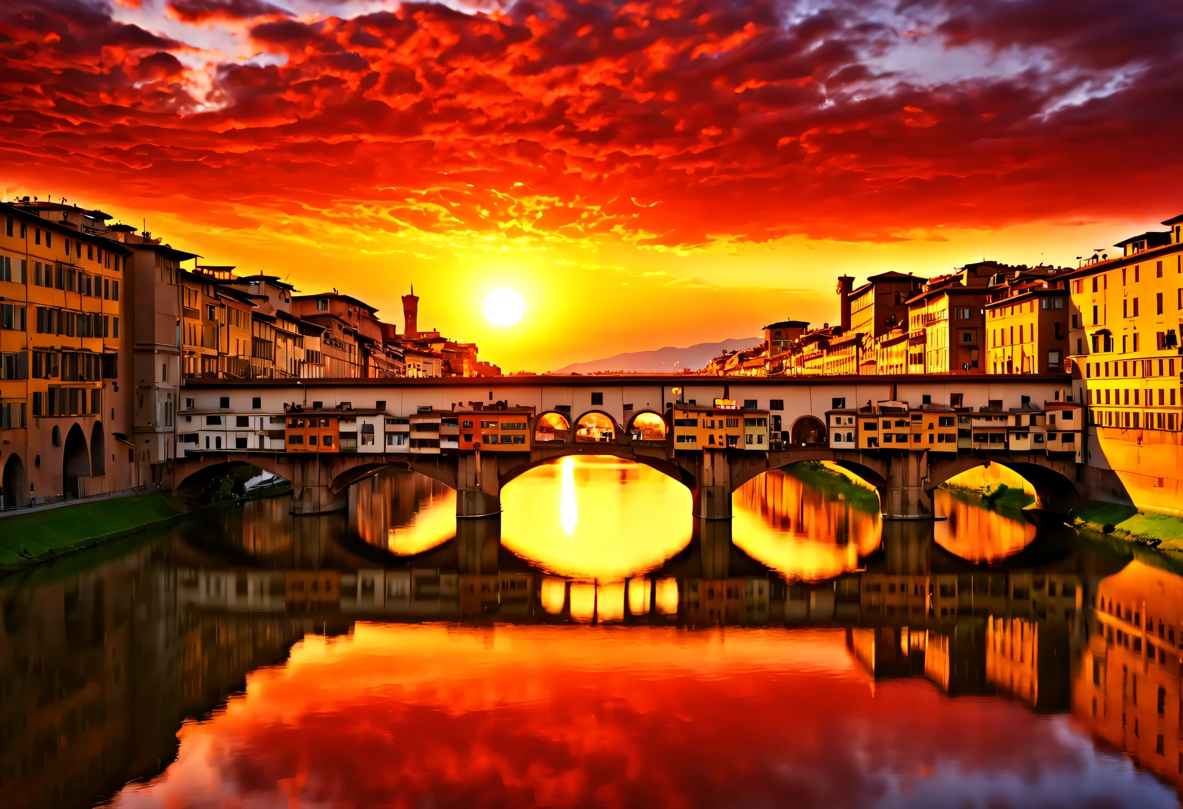 空に広がるsunset,landscape,watercolor painting,lightのカーテン,colorful,rich colors,dream-like,wonderful,bless,lightの粒,masterpiece,become familiar with,magic effect,light, breathtaking renderings, in a radiant connection, Inspired by Kinuko Y. , magic elements, , Is beautiful, colorfulな呪文を唱える, 明るいflash, flash,Van Goffo&#39;painting style,florence,sunset