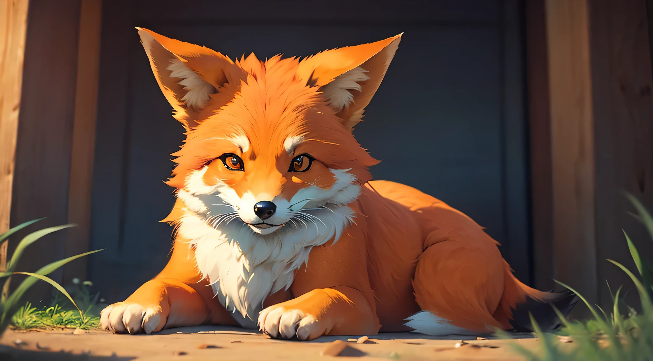 an orange fox looking at the camera