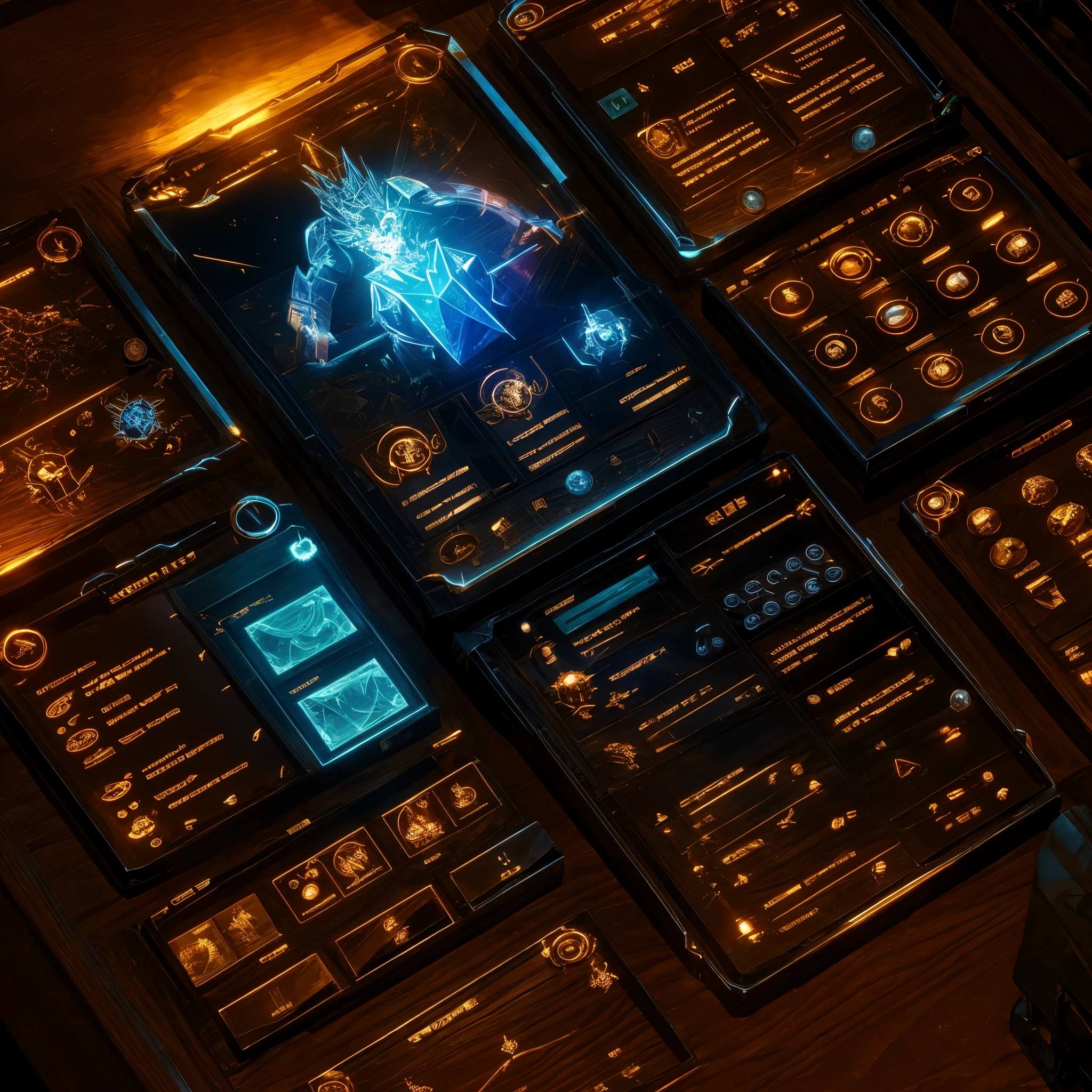 The game glassmorphism interface contains clear and recognizable words and icons from RPG games.