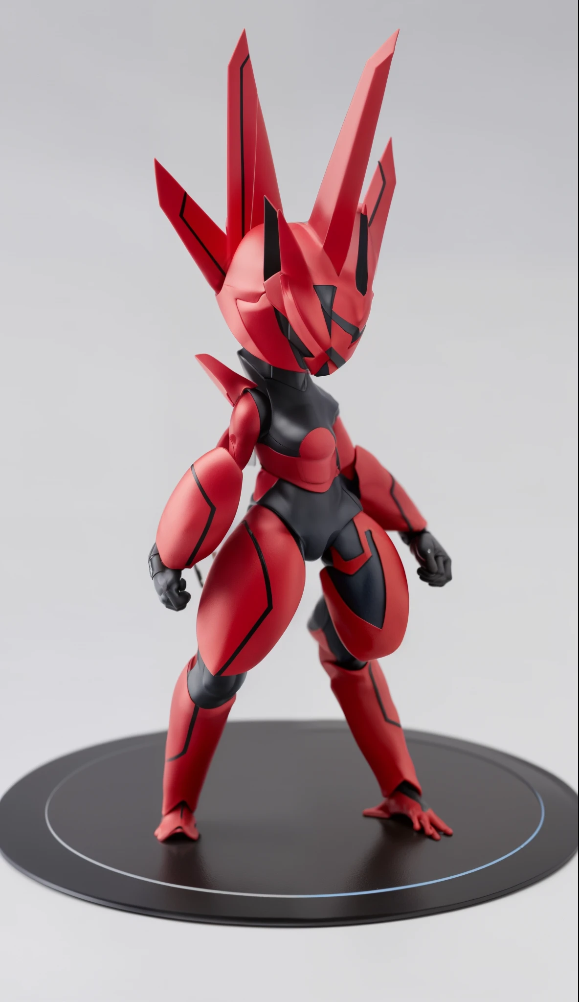 um close de um personagem de action figure, cinza, vermelho snague, ciberlox preto, esse personagem tem criocinese, armadura preta brilhante, estilo varguyart, Action figure pvc