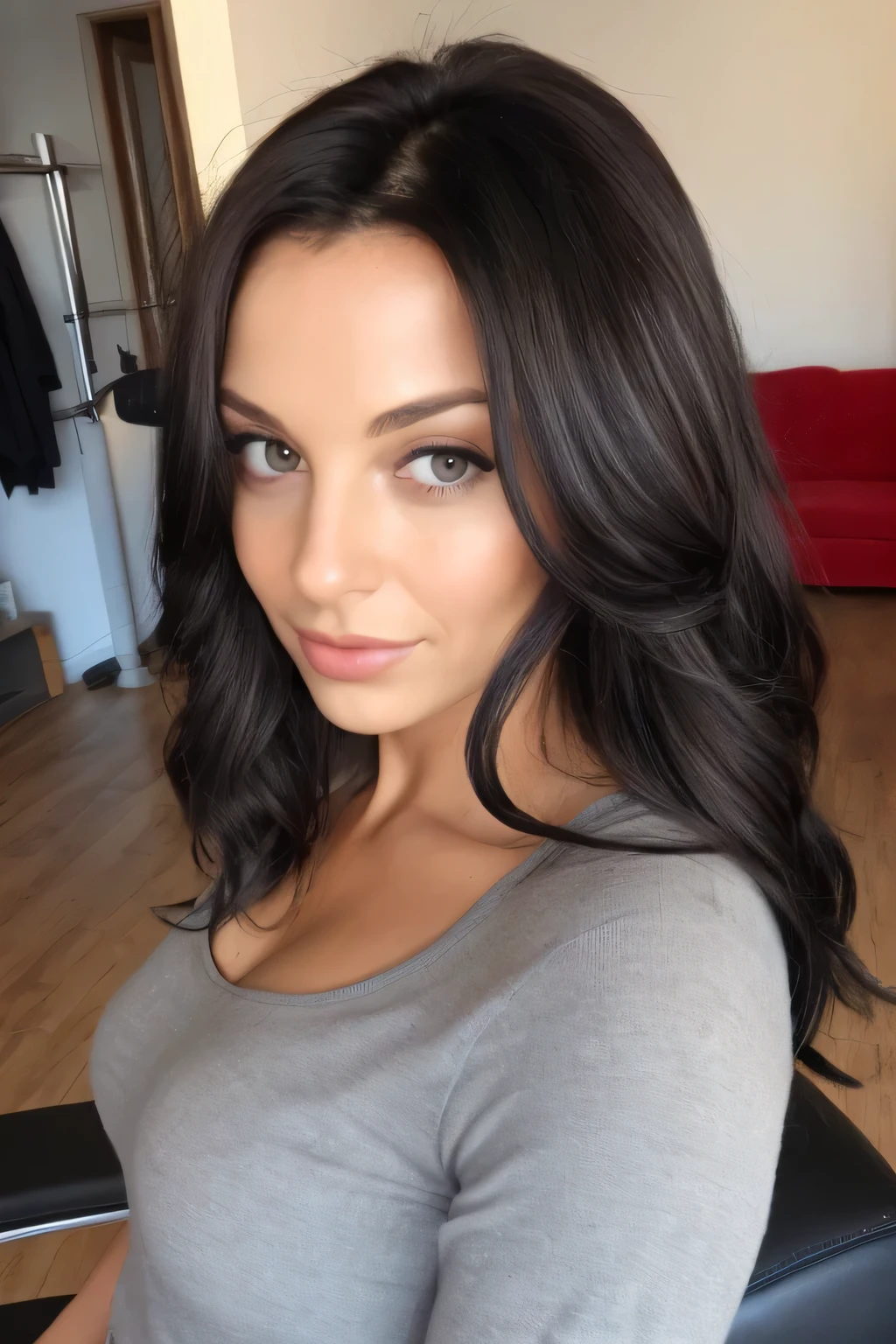 cheveux long noir, Italienne,35 ans,vue de face