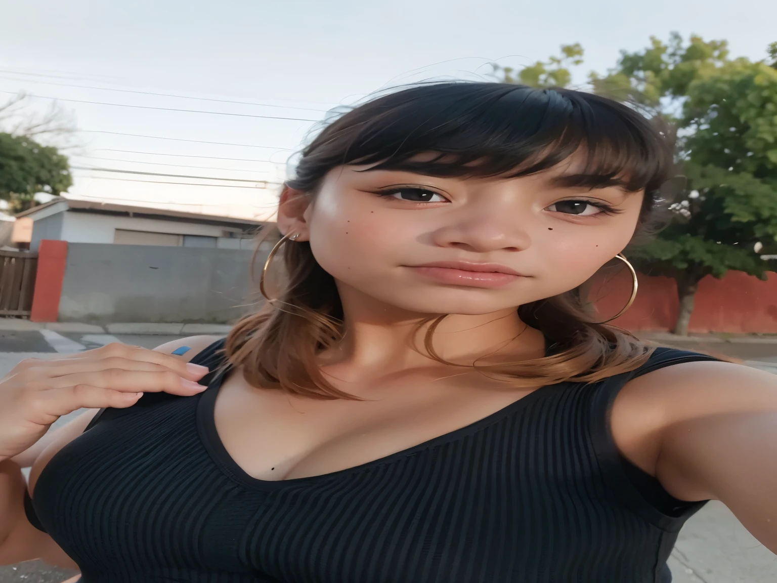 hay una mujer que esta posando para una foto en la calle, around 19 years, 19 year old girl, 18 years, 🤤 girl portrait, 23 years, 3 0 year old woman, 30 year old woman, 22 years, 21 years, taken in the early 2020s