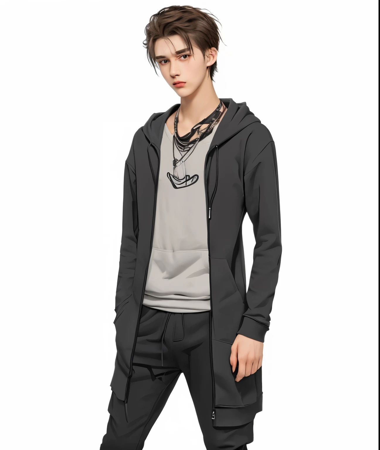 19 year old man with long thick black hoodie