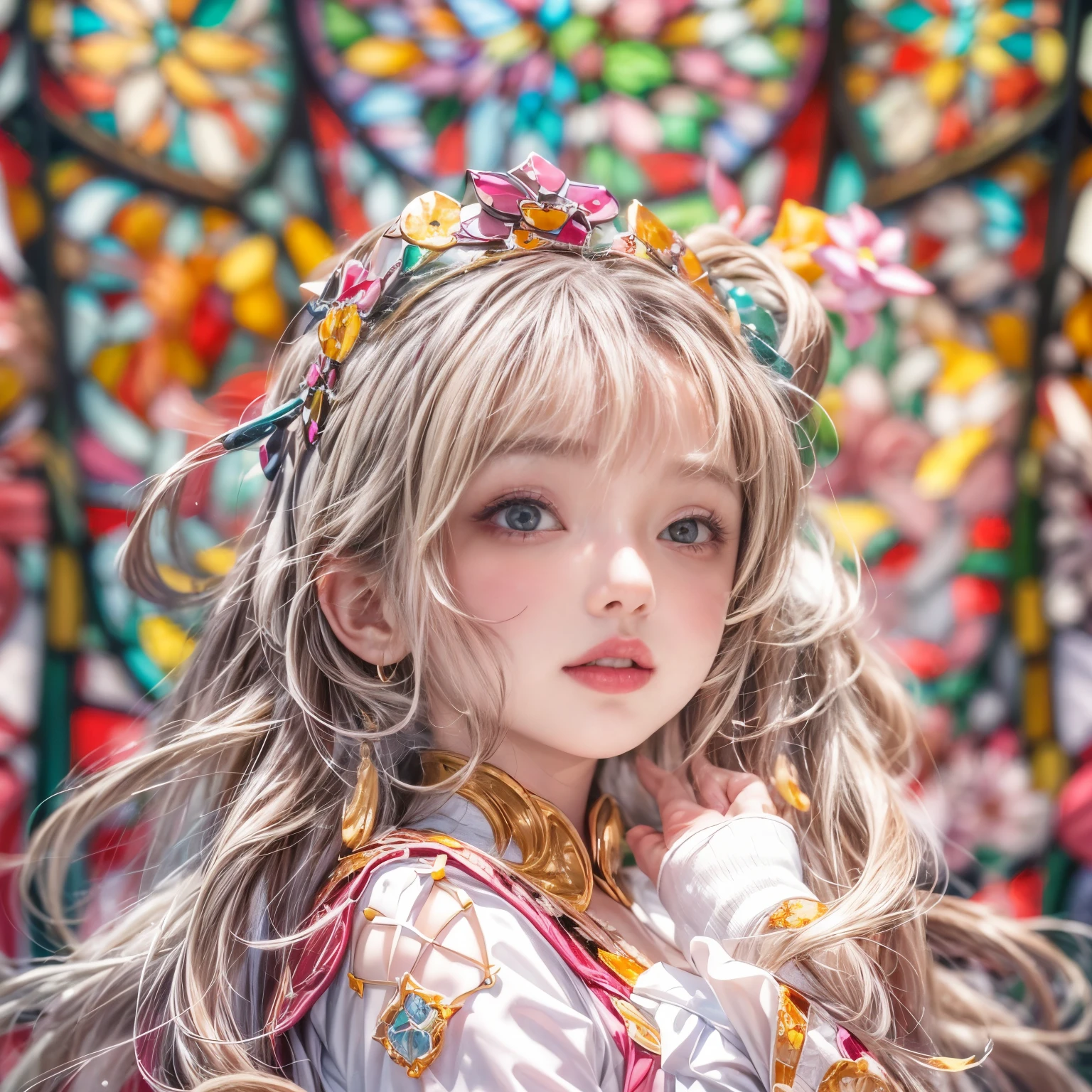 (NSFW:-0.98) . White and Red, (Dazzling colorful light pours down:1.2), (Ultra-detailed1.35), (Masterpiece:1.2) of professional Analogue photo with Hasselblad open aperture, (((Realistic and Photorealistic with touch of rawness:1.37))), (((Acutance:0.85), { from below | from side } )) . ((A group photo of many KAWAII girls in (school uniform)) with visible Overflowing Cleavage) and Navel without bra . (((Extremely detailed KAWAII face variations)) with joyful expressions), { Detailed natural eyes with sparkling highlights and long eyelashes | Rosy cheeks | Navel | (pretty Ass) | (Overflowing underboob) | Oiled ivory skin Details | White panties with (blood seeping only in crotch area) | ((full of Flowers covering girl's body:1.15)) | (((Dazzling colorful stained glass with stunning elaborate details:1.2))) | Mystic sight | A Halo ling in the air | God rays | Haze | Lens flare | Luminescent particles | Kissing face to face } . Ultra-detailed, (Exposed:0.8), (((Nipple:-0.9))) .