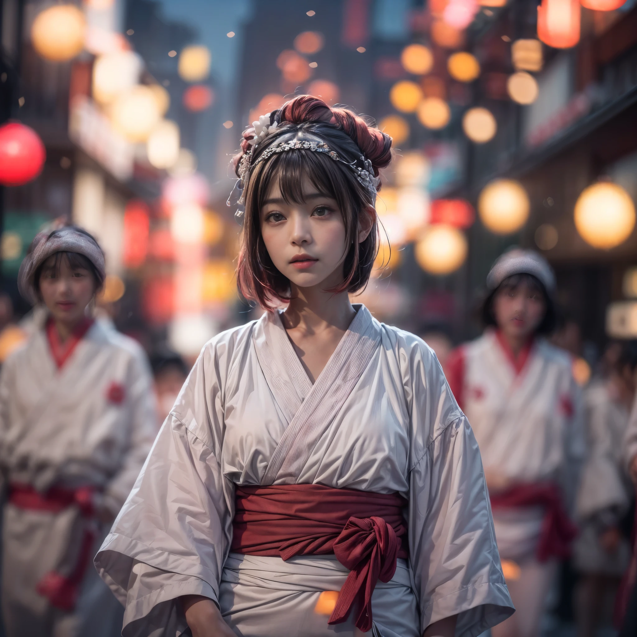 ((bokeH, Acutance:0.85, ultra-detailed:1.35)), (((from below))) . The background is the downtown area at (Twilight:1.4), (((Red-dyed clouds above hed:1.3))), { The Sky takes up more than third of the composition | (many colorful Lights:1.2) | lens flare | Burning | Haze | (luminous Particles) | Mystic sight | God rays | Lightning }, { Underboob | Oiled ivory skin | FullBody:1.2 } . (Masterpiece:1.2) of professional Analog photo with Hasselblad, (((realistic and photorealistic with touch of rawness:1.37))) . ((( A group photo of KAWAII girls in WHITE Fundoshi, at Hakata Gion Ymakasa Festival ))), ((Extremely detailed KAWAII face variations)) . Assfocus with looking ahead .