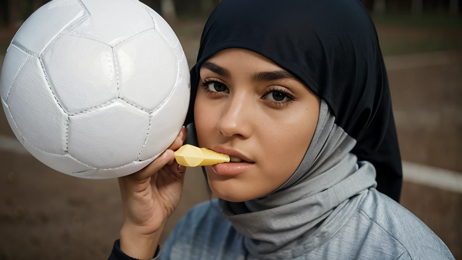 sport hijab sucking ball
