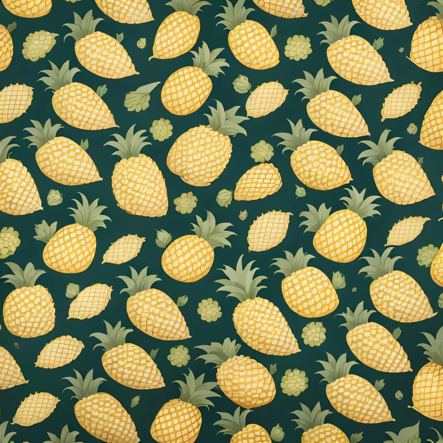 cottagecore, pineapple patterns, 2D, Vetor, fundo branco