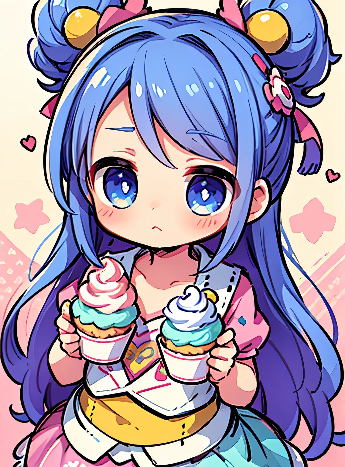 jitome,Garota personificada por cupcake、Bonitinho、cupcake pattern、Cupcake Cross Section、Bonitinho、Psychedelic Girls、obra-prima、maximum quality、Qualidade de imagem superior