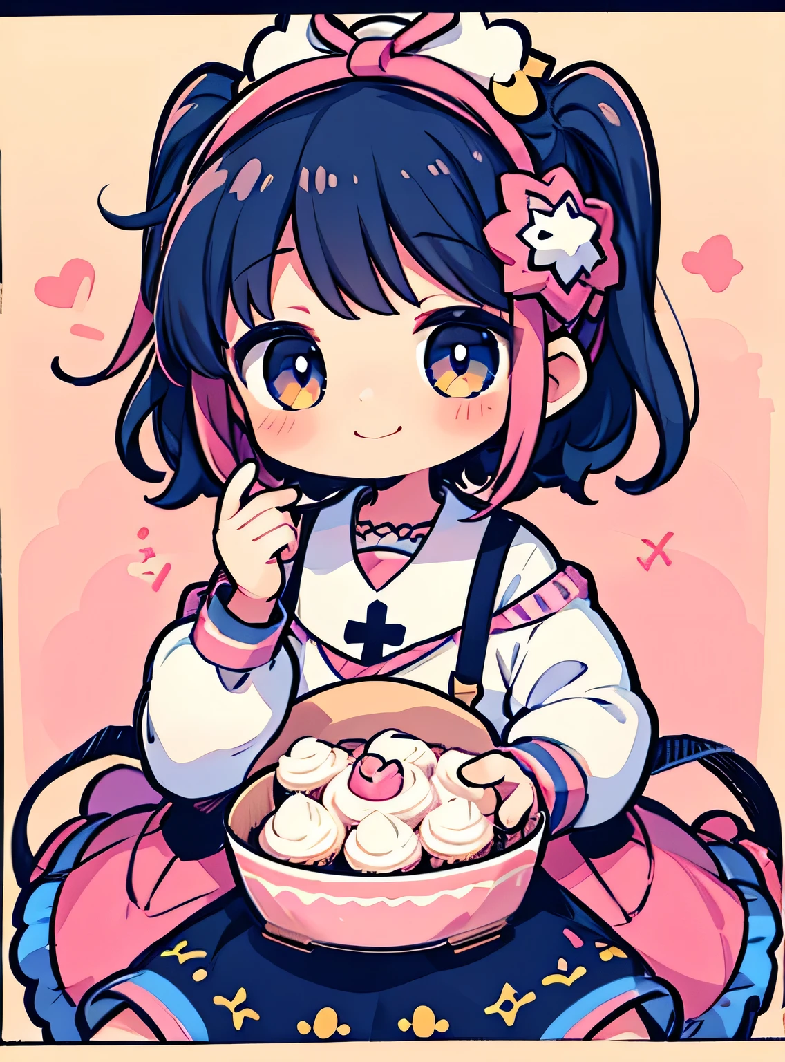 jitome,Garota personificada por cupcake、Bonitinho、sorridente, cupcake pattern、Cupcake Cross Section、Bonitinho、Psychedelic Girls、obra-prima、maximum quality、Qualidade de imagem superior