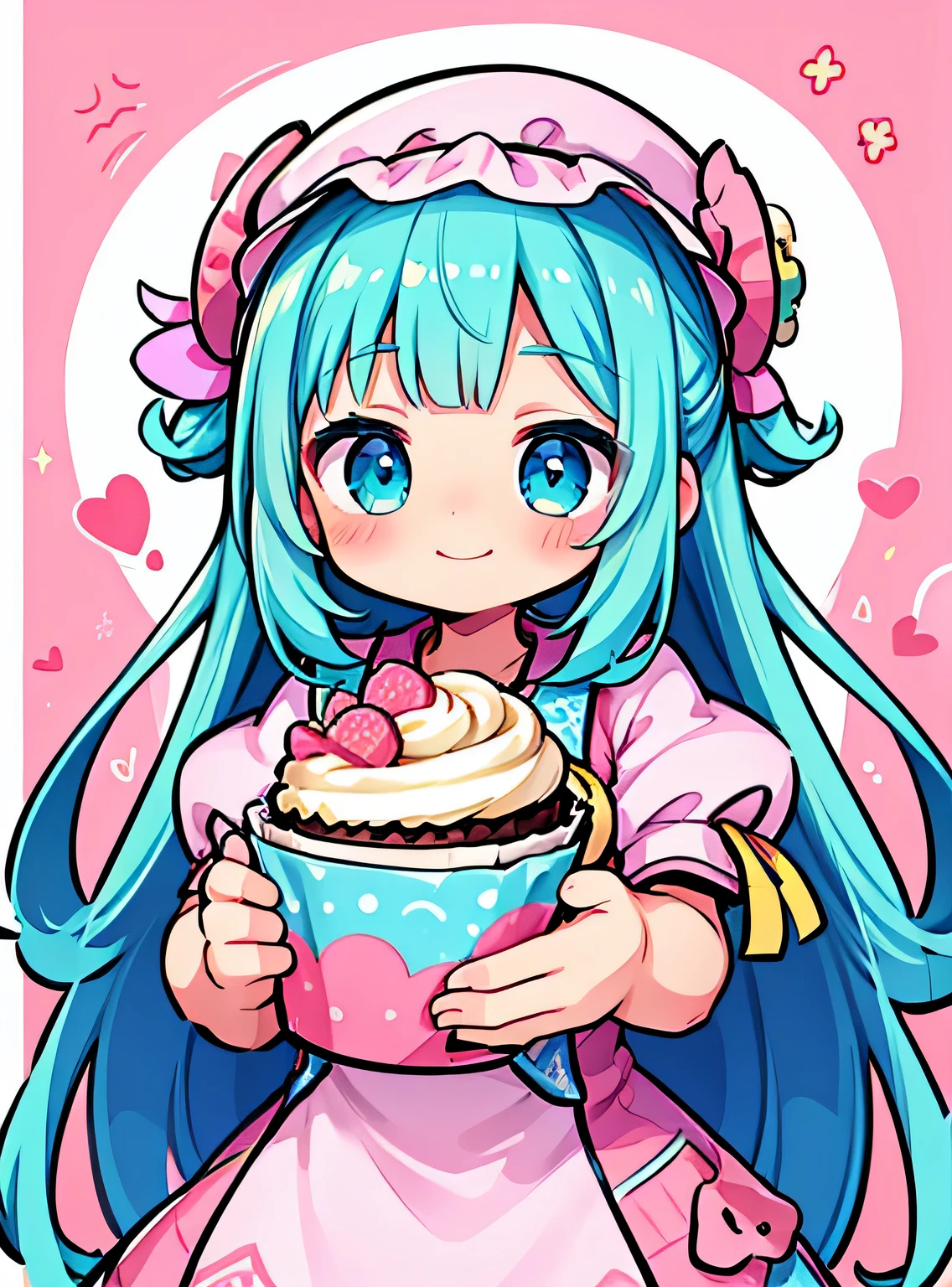 jitome,Garota personificada por cupcake、Bonitinho、sorridente, cupcake pattern、Cupcake Cross Section、Bonitinho、Psychedelic Girls、obra-prima、maximum quality、Qualidade de imagem superior