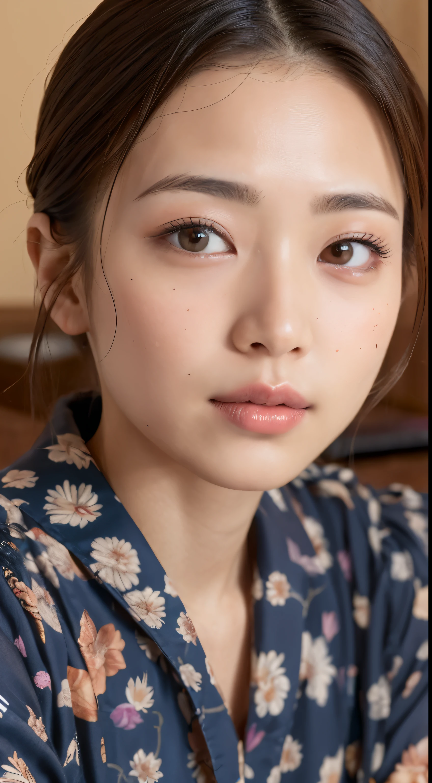 ((highest quality, 8K, table top: 1.3)), beauty, 1 Japanese women, big: 1.3, dark brown hair, (spread your legs: 1.2), detailed face, highly detailed lips, fine eyes, double eyelid, Yukata, sweaty skin: 1.2