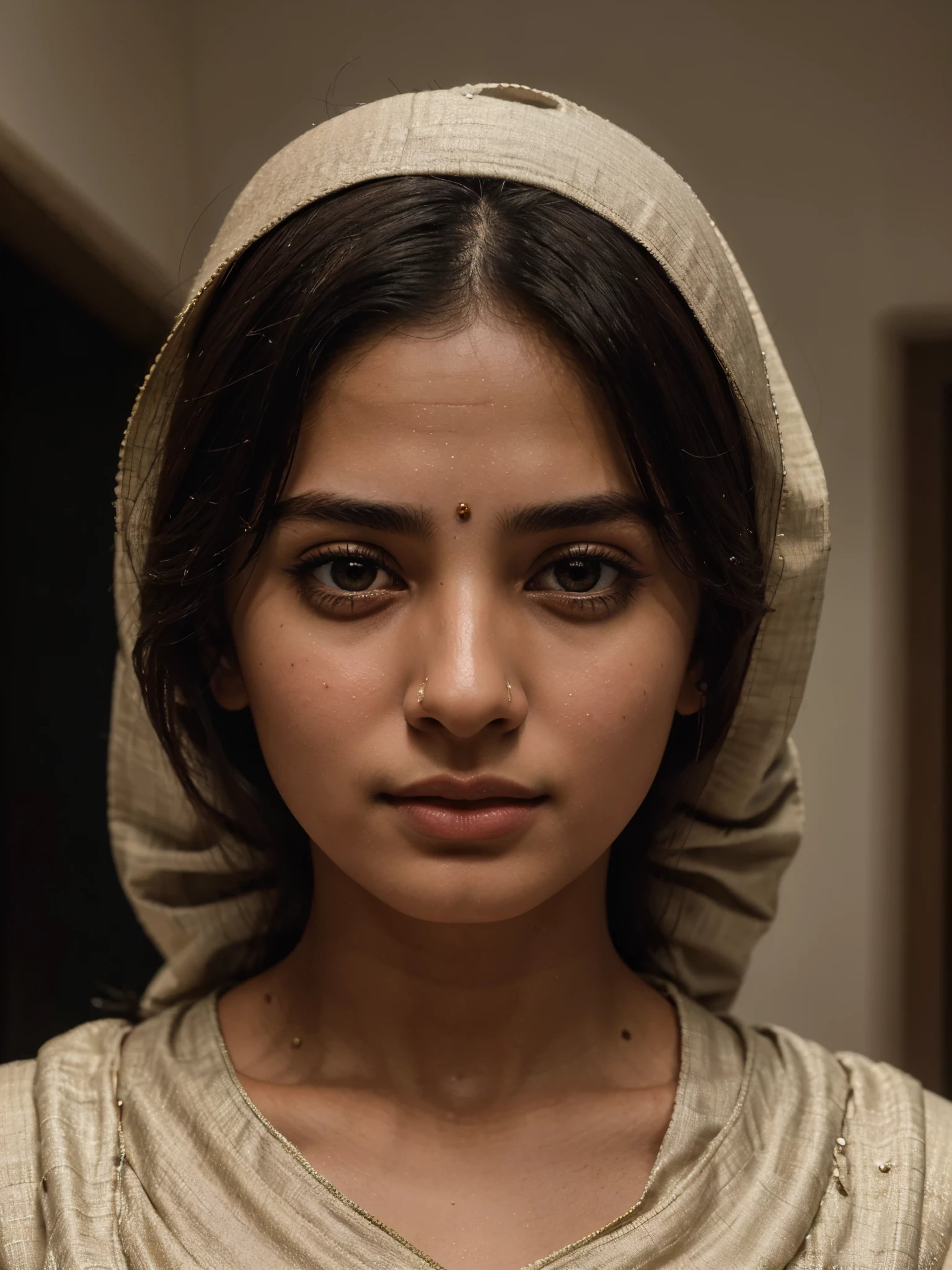 ((1 girl)), portrait of Pakistani girl, The girl is wearing a sharp, well-fitted traditional Shalwar Qameez dress with Dupatta that exudes sophistication and elegance, traditional Pakistani attire, picture of a vivid, (masterpiece:1.2),(extremely detailed),(8k:1.1),(perfect lighting,best quality,highres,original),(realistic photography:1.4) ,high detailed skin,shaded face, soft lighting, (small face),RAW, ultra highres, pores visible,