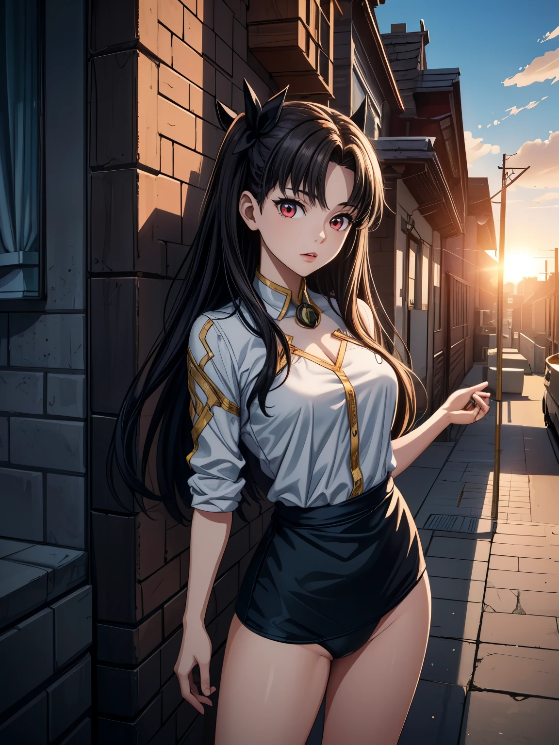 ((masterpiece)), (best quality),, official art, extremely detailed CG unity 8k wallpaper, highly detailed, shiny skin, Depth of field, vivid color,, 1girl, (curvy:0.6), (full body:0.8), girl wearing sexy clothes, sexy , portrait sophie mudd, casual pose, gorgeous young model, cute young woman, a beautiful -aged girl, very pretty model, young , cute young girl, beautiful young girl, beautiful model, long black hair, dark hair, shiny hair, young and cute girl, girl, Ishtar, Fate Grand Order, Ishtar anime, anime, looking at me, high shadow texturing, shadows included, looking epic, epic background, epic place, single person, nobody else, wearing swimsuit, wearing somethink cute, wearing cute dress, adorable, kawaii, cute, proud, happy, definision of happines, sun is shining, sunshine, epic lighting, sunning, 18+ , epic background, super epic backgorund, backgorund theme, suepr shadowing, shadows, dynamic lighting, wearing sexy clothes of random color, (Background: old town, sunset, sunny forest, nature), poses: (Poses: leaning over wall, standing, legs crossed)
