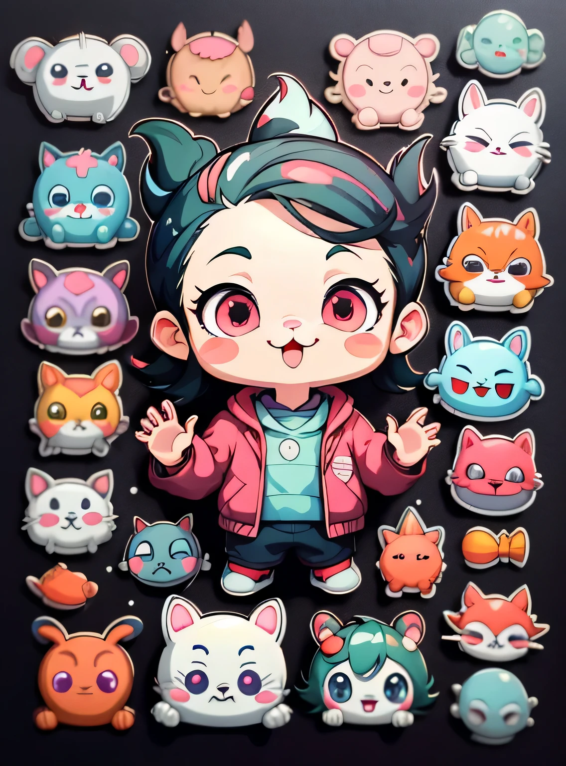 adesivos, bonito todos os tipos de Cute Nezuko Anime Demon Slayer, fundo simples, negligenciar, negligenciar