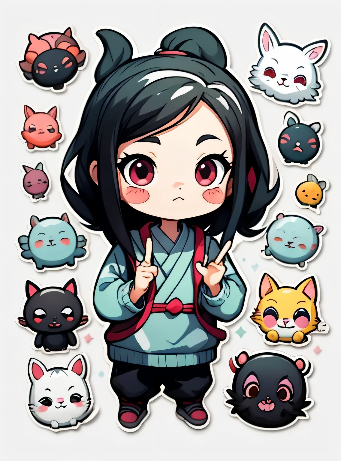 adesivos, bonito todos os tipos de Cute Nezuko Anime Demon Slayer, fundo simples, negligenciar, negligenciar