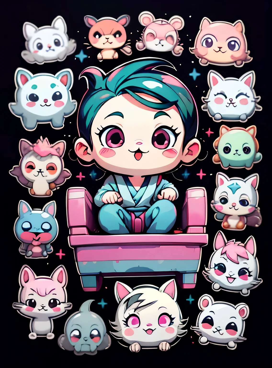 adesivos, bonito todos os tipos de Cute Nezuko Anime Demon Slayer, fundo simples, negligenciar, negligenciar