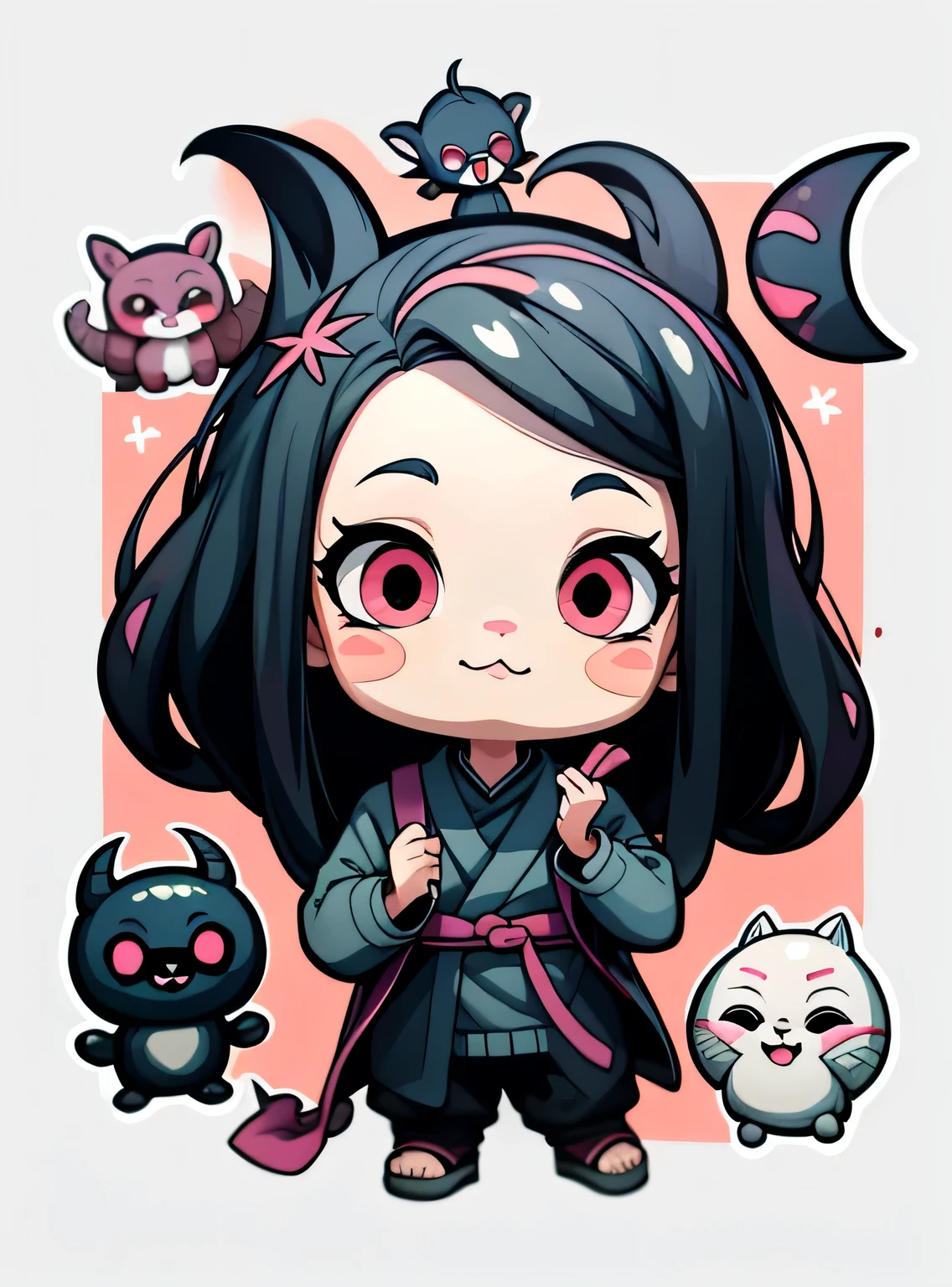 adesivos, bonito todos os tipos de Cute Nezuko Anime Demon Slayer, fundo simples, negligenciar, negligenciar