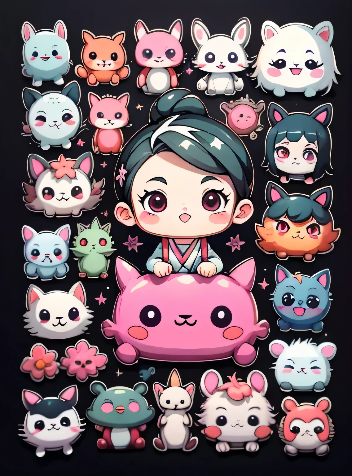 adesivos, bonito todos os tipos de Cute Nezuko Anime Demon Slayer, fundo simples, negligenciar, negligenciar