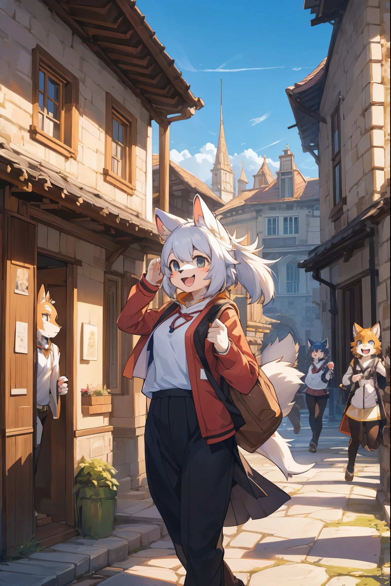 cover_page, super high resolution, detailed background, World Heritage Site, 6+boys, 6+girls, Happy, joyful, absurdres(Photos of solo travelers)(kemono, furry anthro),